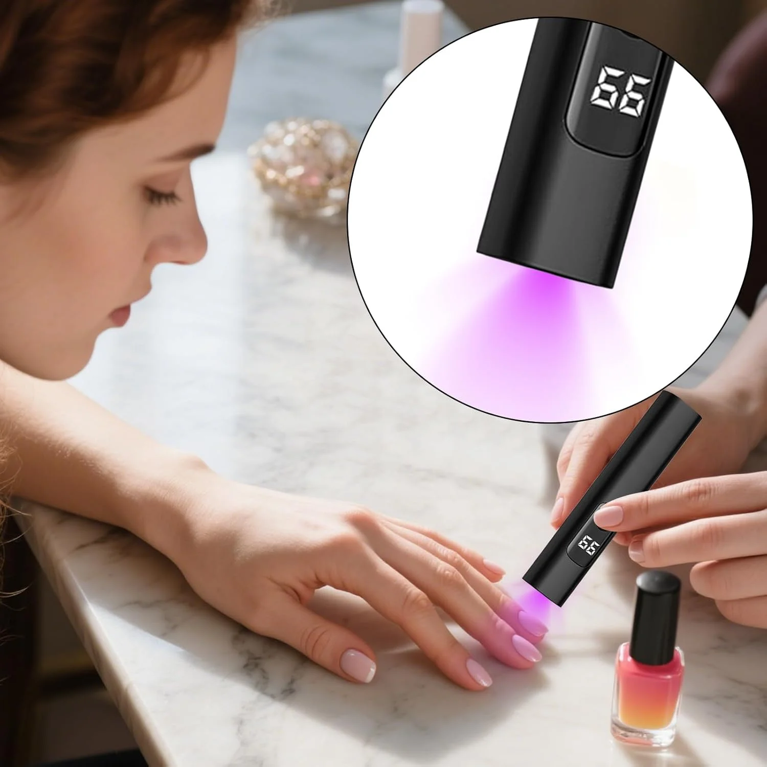 چراغ UV کوچک برای ناخن | خشک کن لاک ناخن با شارژ USB - چراغ UV LED قابل حمل با صفحه نمایش دیجیتال و 2 حالت زمان بندی برای مانیکور پدیکور استودیو خانه هواپیما کمپینگ