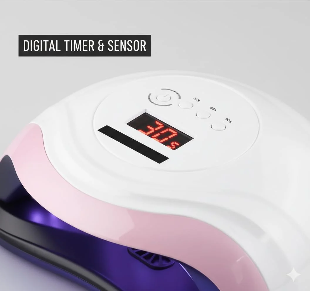 دستگاه خشک کن لاک ناخن 48 وات LED UV با 4 تنظیمات تایمر | دستگاه خشک کن لاک ژل حرفه ای برای خشک کردن لاک ناخن دست و پا | دستگاه خشک کن ناخن مانیکور پدیکور برای استفاده در منزل و سالن