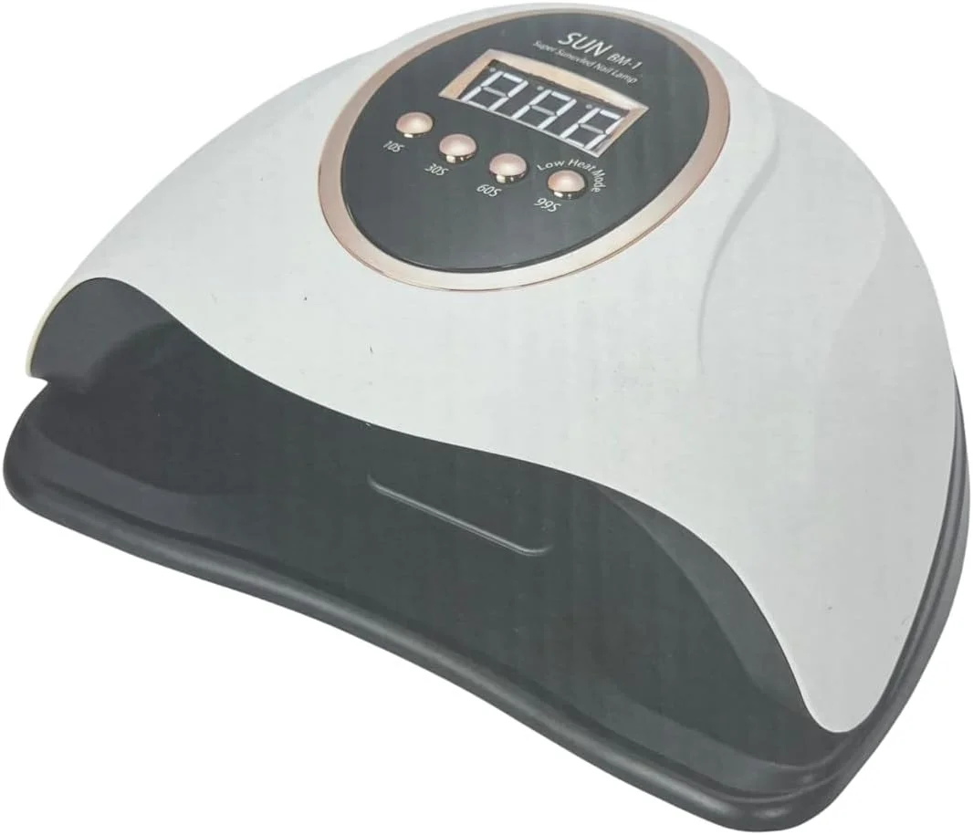 دستگاه خشک کن لاک ناخن LED UV مدل SUN M1 حرفه ای، نمایشگر دیجیتال، سفید و مشکی، دارای 4 دکمه کنترلی