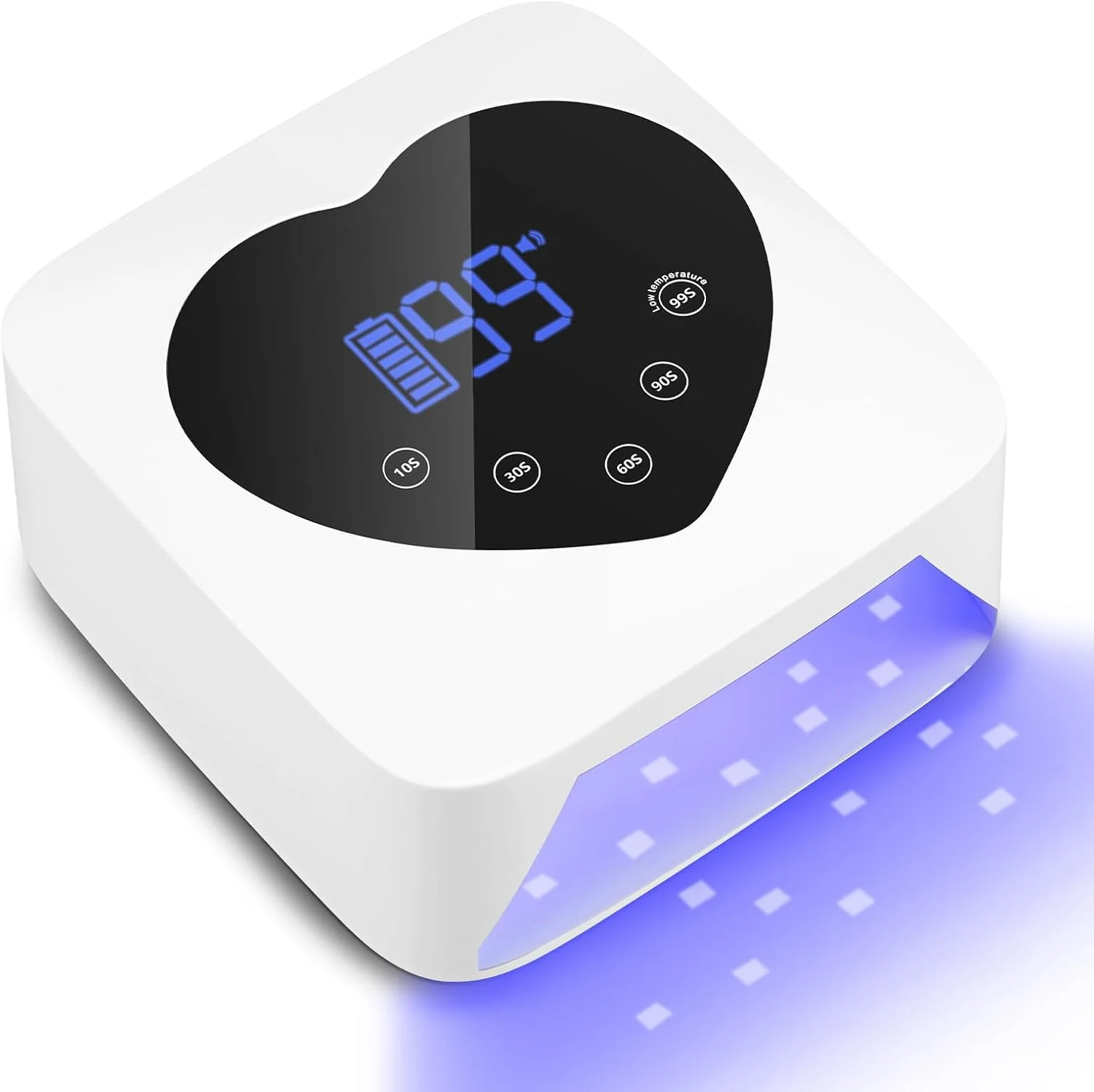 دستگاه خشک کن لاک ناخن UV LED، چراغ UV بدون سیم 72 وات برای ناخن، دستگاه خشک کن لاک ژل قابل شارژ با 5 تایمر و صفحه نمایش لمسی، چراغ خشک کن سریع لاک ژل حرفه ای با حسگر خودکار (سفید)