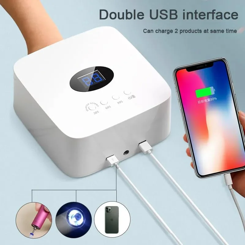 لامپ خشک کن ناخن UV/LED بی سیم 2 در 1 حرفه ای گلوبال فشن - 54 وات، لامپ خشک کننده سریع با سنسور خودکار، 3 حالت تایمر، ملایم روی پوست و استفاده آسان، مناسب برای لاک ژل - S50 (سفید)