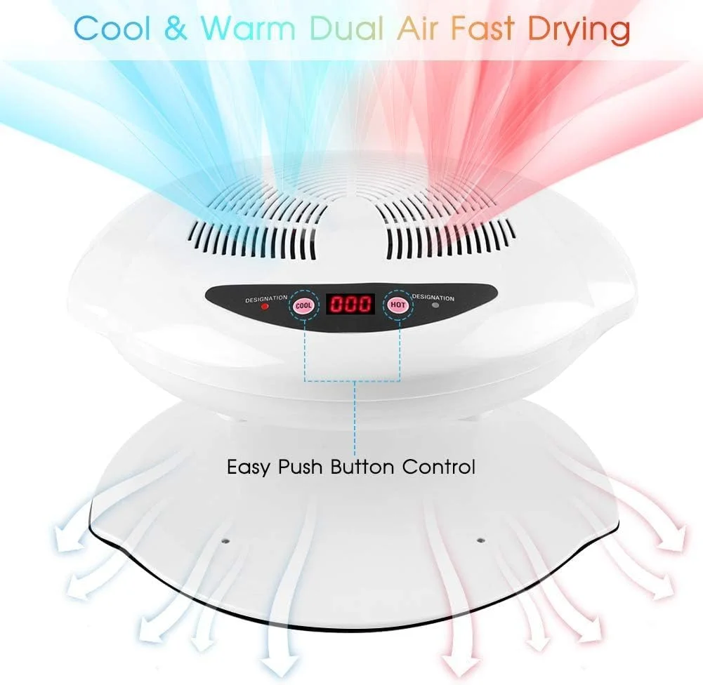 خشک کن لاک ناخن 400 واتی با نمایشگر LED، فن برقی ناخن، تنظیمات خنک و گرم، سفید
