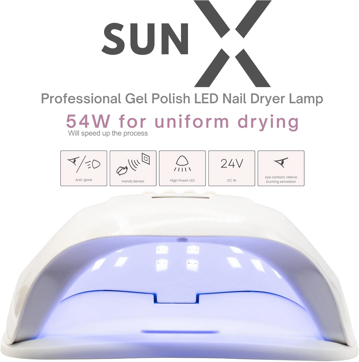 دستگاه خشک کن لاک ناخن UV LED مدل SUN X با توان 54 وات | مناسب برای مانیکور و پدیکور | دارای سنسور و 4 تایمر | هدیه ای برای دختران و بانوان