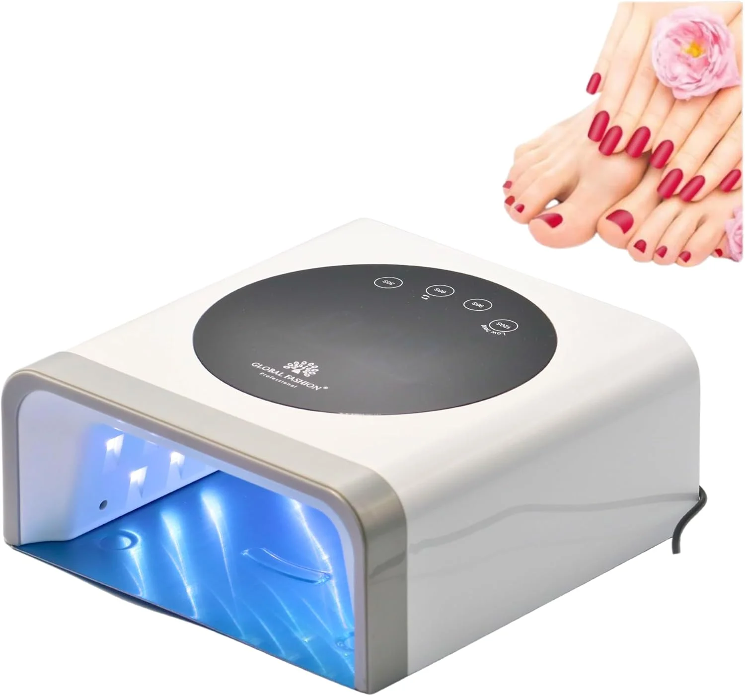 دستگاه خشک کن لاک ژل حرفه ای 120 وات UV/LED مدل L1011 - خشک کن حرفه ای لاک ژل و ژل بیلدر، فضای بزرگ، منبع نور دوگانه، نمایشگر دیجیتال