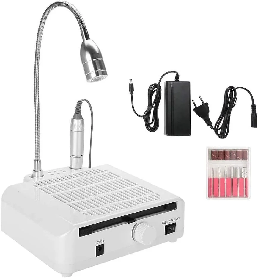 دستگاه ناخن 3 در 1، دارای قلم دریل 30000 دور در دقیقه، دستگاه طراحی ناخن، چراغ مطالعه، مانیکور با سرعت قابل تنظیم، فن جاروبرقی ناخن برای جمع آوری تکه های ناخن دستگاه ناخن 3 در 1، دارای قلم دریل 30000 دور در دقیقه، دستگاه طراحی ناخن، چراغ مطالعه، مانیکور با سرعت قابل تنظیم، فن جاروبرقی ناخن برای جمع آوری تکه های ناخن