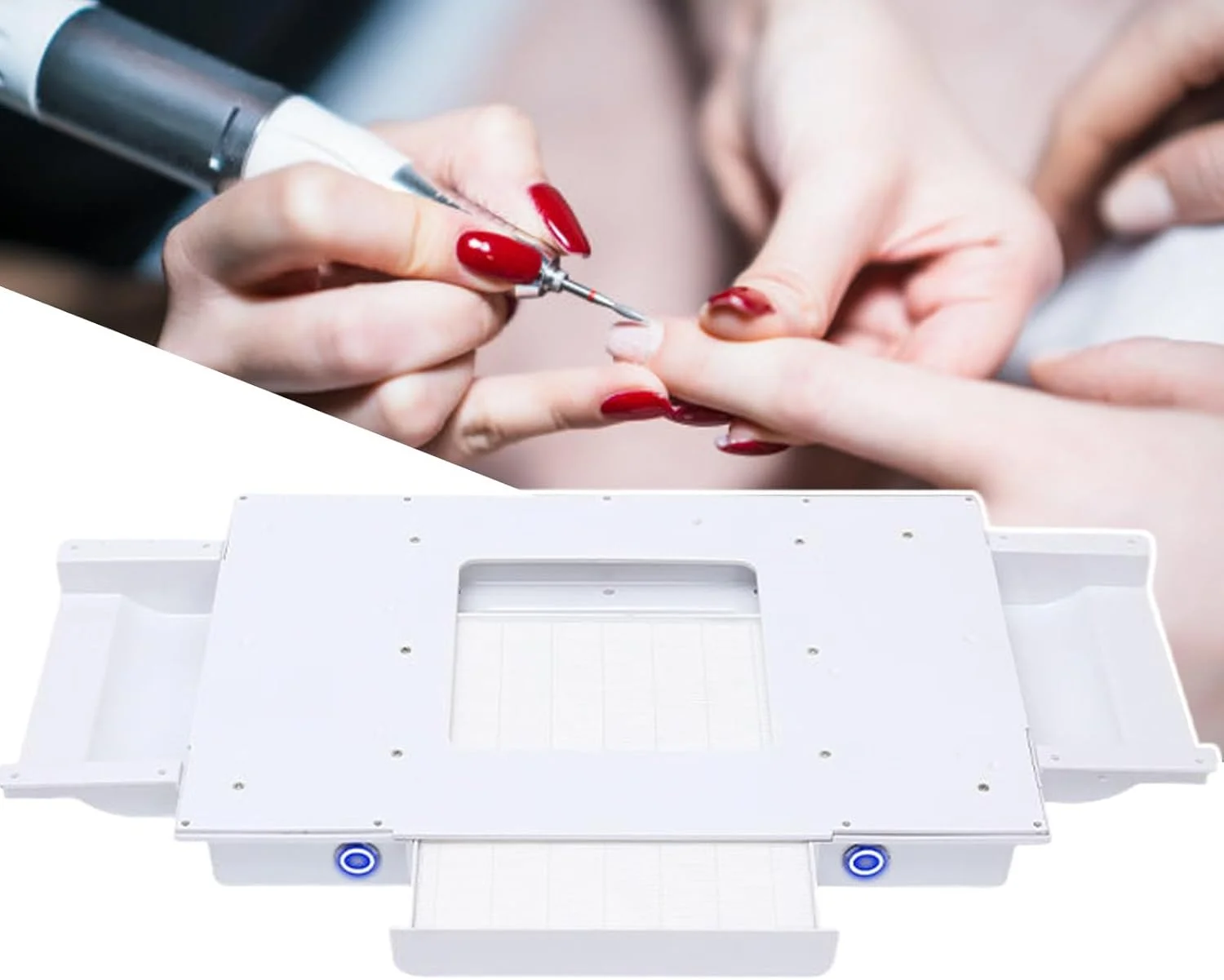 دستگاه مکنده گرد و غبار ناخن توکار، دارای 4 فن/مکش قوی/2 کلید LED، بدون باقی ماندن گرد و غبار، مناسب برای سالن ناخن/منزل