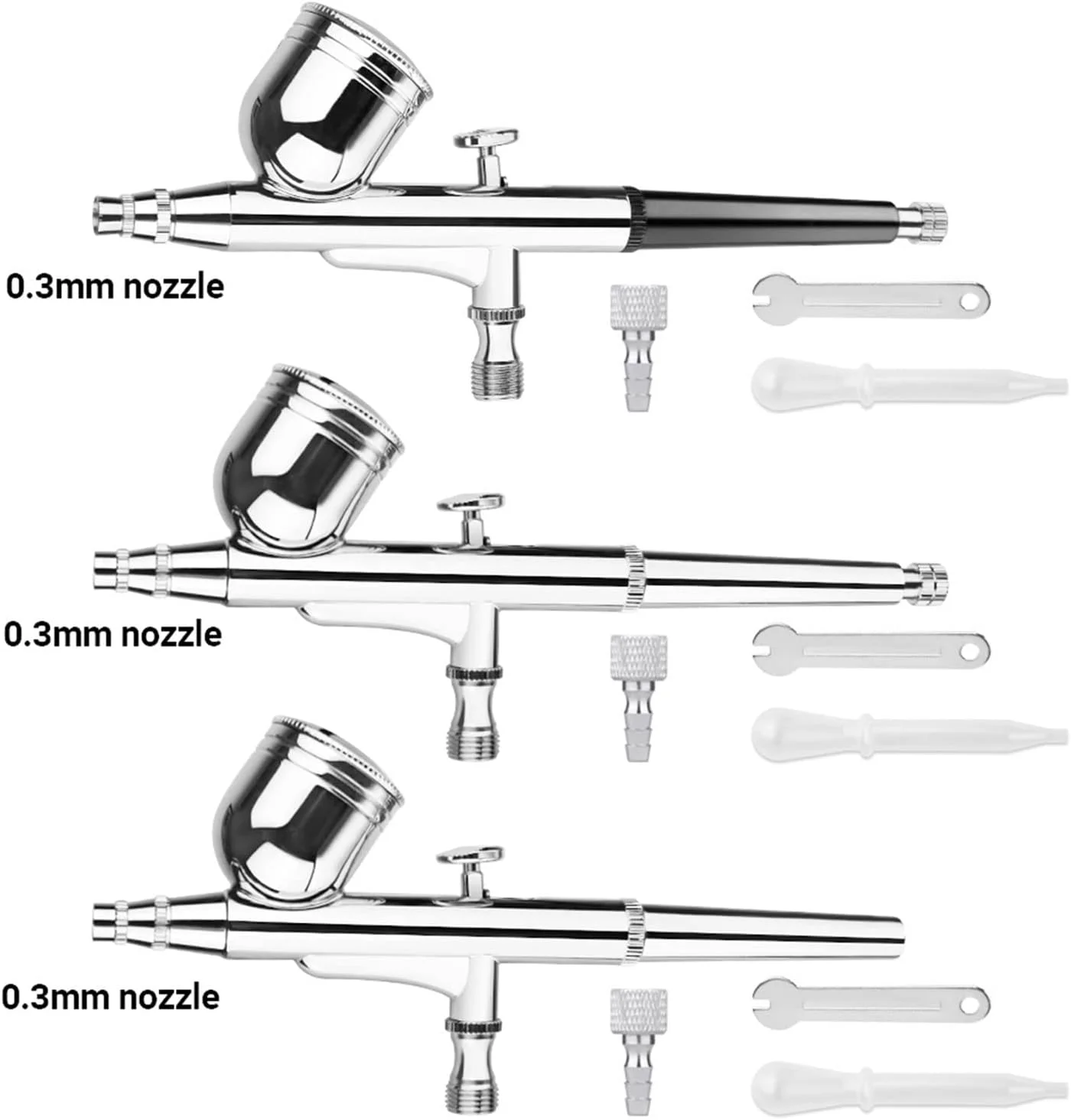 کیت پیستوله رنگ پاش ایربراش دوال اکشن با ماشه برای آرایش، هنر، مدل سازی، رنگ آمیزی و سرگرمی، نازل 0.3 میلی متری، مخزن 7 سی سی به همراه جعبه و شلنگ مدل 130s1