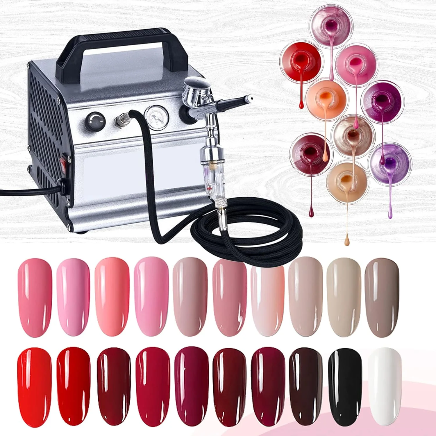 تفنگ اسپری رنگ ناخن تجاری 123 واتی، کیت ایربراش آرایشی 300 میلی لیتری با کمپرسور هوا، دستگاه اسپری زیبایی برای آرایش تفنگ اسپری رنگ ناخن تجاری 123 واتی، کیت ایربراش آرایشی 300 میلی لیتری با کمپرسور هوا، دستگاه اسپری زیبایی برای آرایش