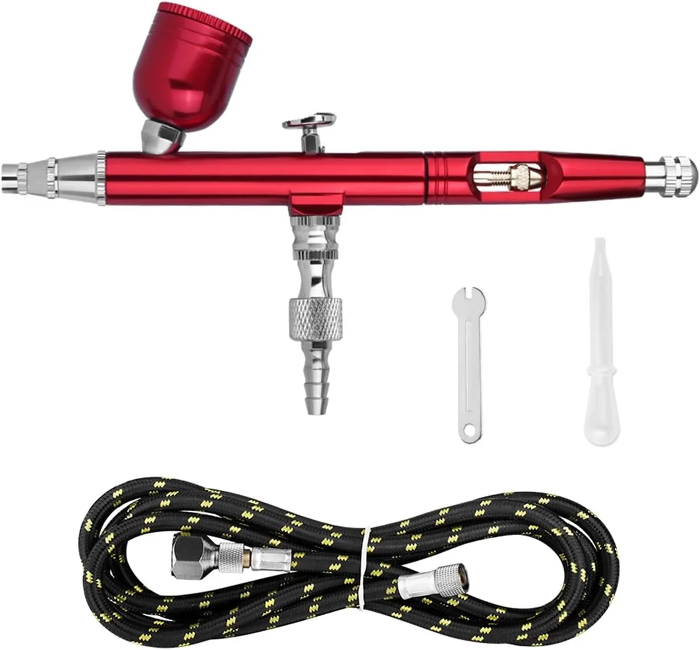 ابزار ایربراش رنگ پاش، دوال اکشن، مخزن ثقلی، نازل 0.3 میلی متری، برس های تزئین کیک برای آرایش، طراحی ناخن، مانیکور، تاتو، ابزار پاشش رنگ با نی (Nct-133r-1)