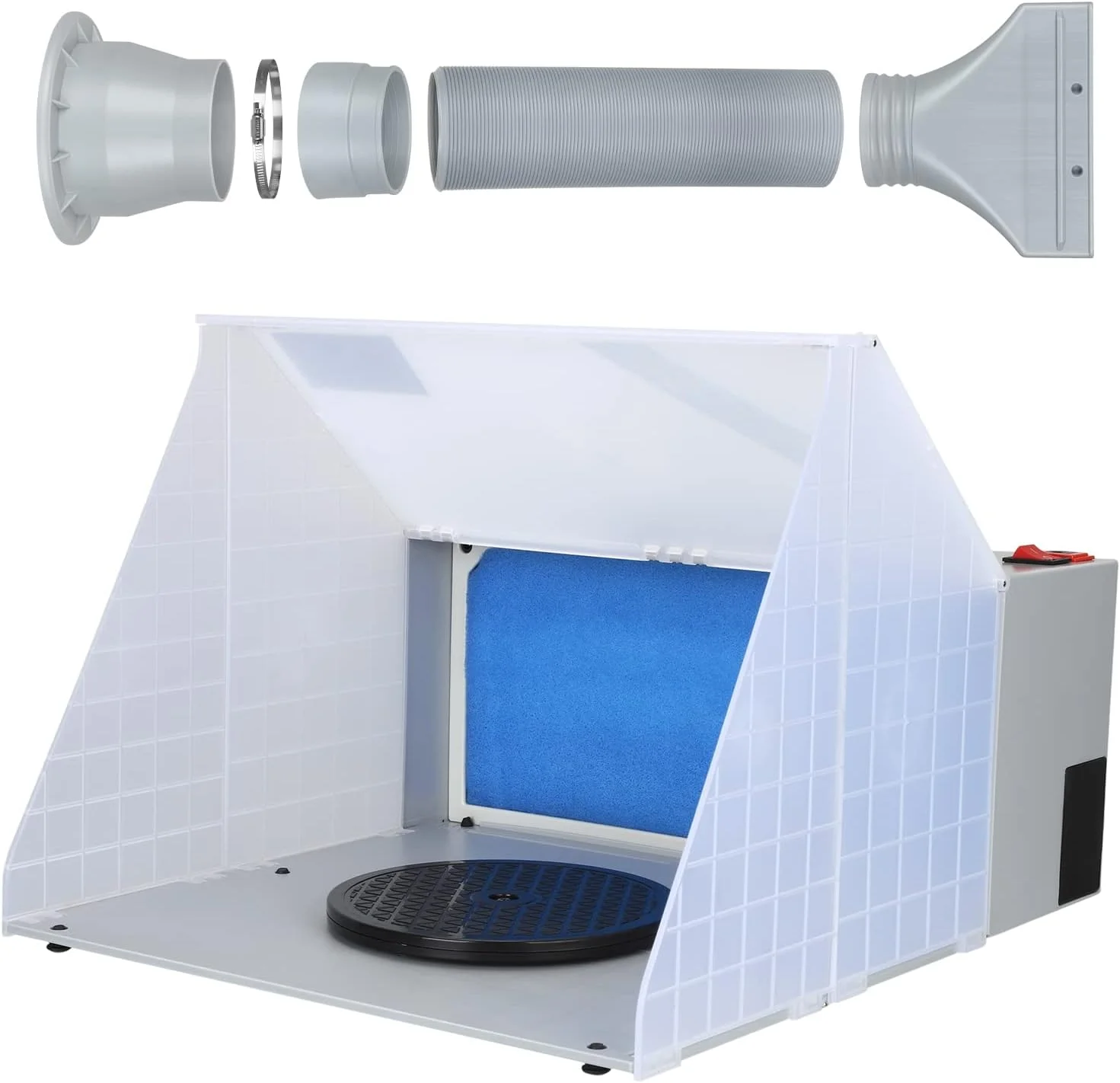 کیت کابین اسپری ایربراش با دو فن، کیت کابین اسپری رنگ ایربراش قابل حمل با فیلتر، چراغ های LED و دستگیره های قابل تنظیم برای مدل، کیک، کاردستی، ناخن، اسباب بازی، قطعات هنری