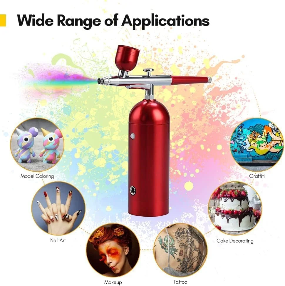 اسپری نانو مه قابل حمل و کیت ایربراش / تزریق کننده اکسیژن فشار قوی قابل شارژ برای آرایش، مراقبت از پوست، خالکوبی، طراحی ناخن، آبرسانی و تغذیه - ابزار زیبایی حرفه ای جمع و جور برای هنرمندان و مسافرت