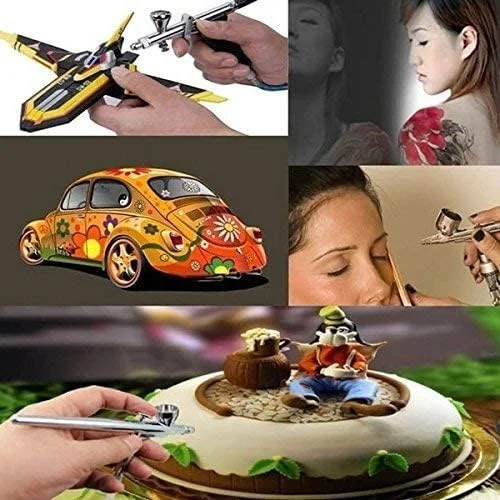 ست دستگاه ایربراش دو حالته آرایشی + تفنگ با کمپرسور هوا برای آرایش/طراحی ناخن/هنر خالکوبی/کیک/نقاشی - نقره ای ست دستگاه ایربراش دو حالته آرایشی + تفنگ با کمپرسور هوا برای آرایش/طراحی ناخن/هنر خالکوبی/کیک/نقاشی - نقره ای