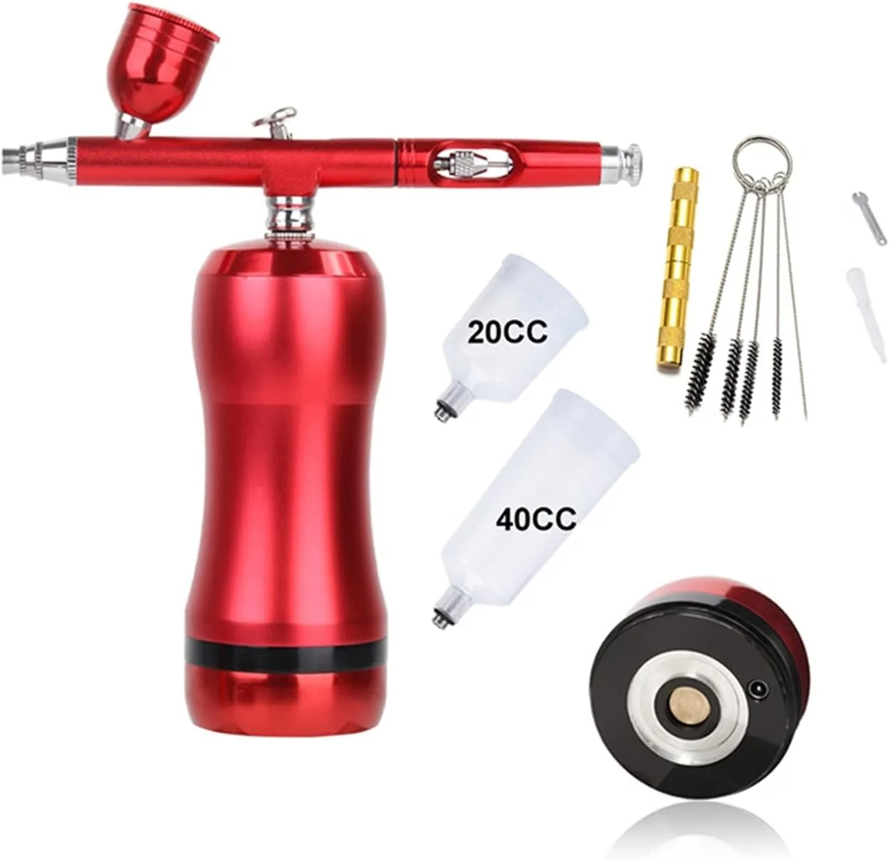 تفنگ اسپری رنگ ایربراش هوشمند با کمپرسور، تفنگ اسپری اکسیژن فشار قوی، مناسب برای تاتو، سالن زیبایی، لوازم آرایشی معدنی، طراحی ناخن، کیت تفنگ سندبلاست (رنگ: مشکی D)