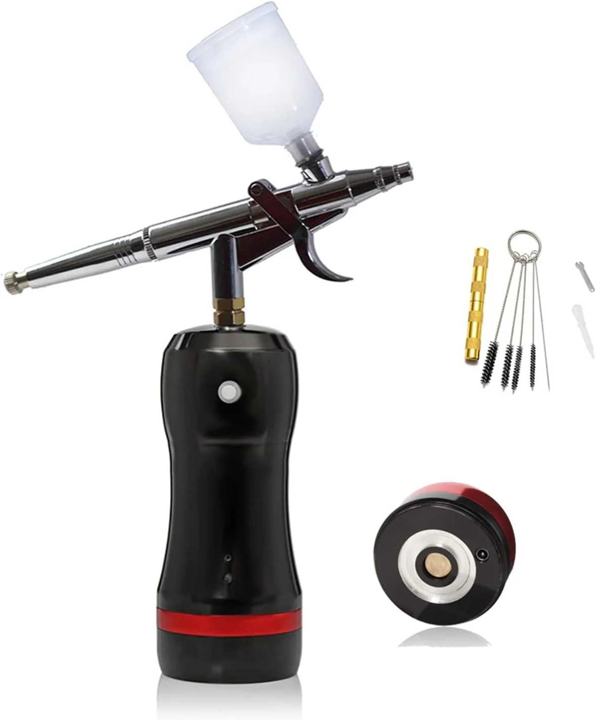 بهترین ایربراش با کیت کمپرسور، تفنگ مخزن دار 20CC 40CC، باتری قابل تعویض، مناسب برای ناخن، رنگ های معدنی، تتو، سالن، برای دیوارهای داخلی و خارجی منزل، سقف، فن (رنگ: قسمت C مشکی)