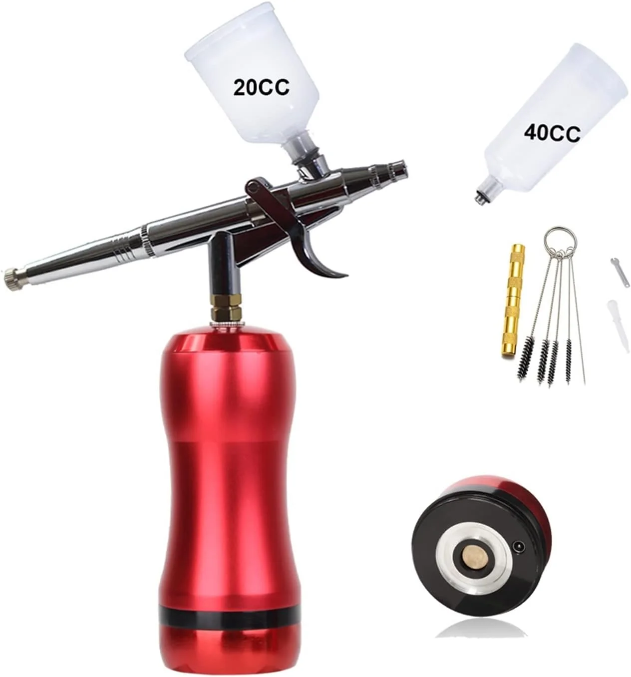 بهترین ایربراش با کیت کمپرسور 20CC 40CC تفنگ هوپر تعویض باتری رنگ ناخن رنگ معدنی تاتو سالن برای دیوارهای داخلی و خارجی منزل، سقف، فن (رنگ: قسمت D قرمز)