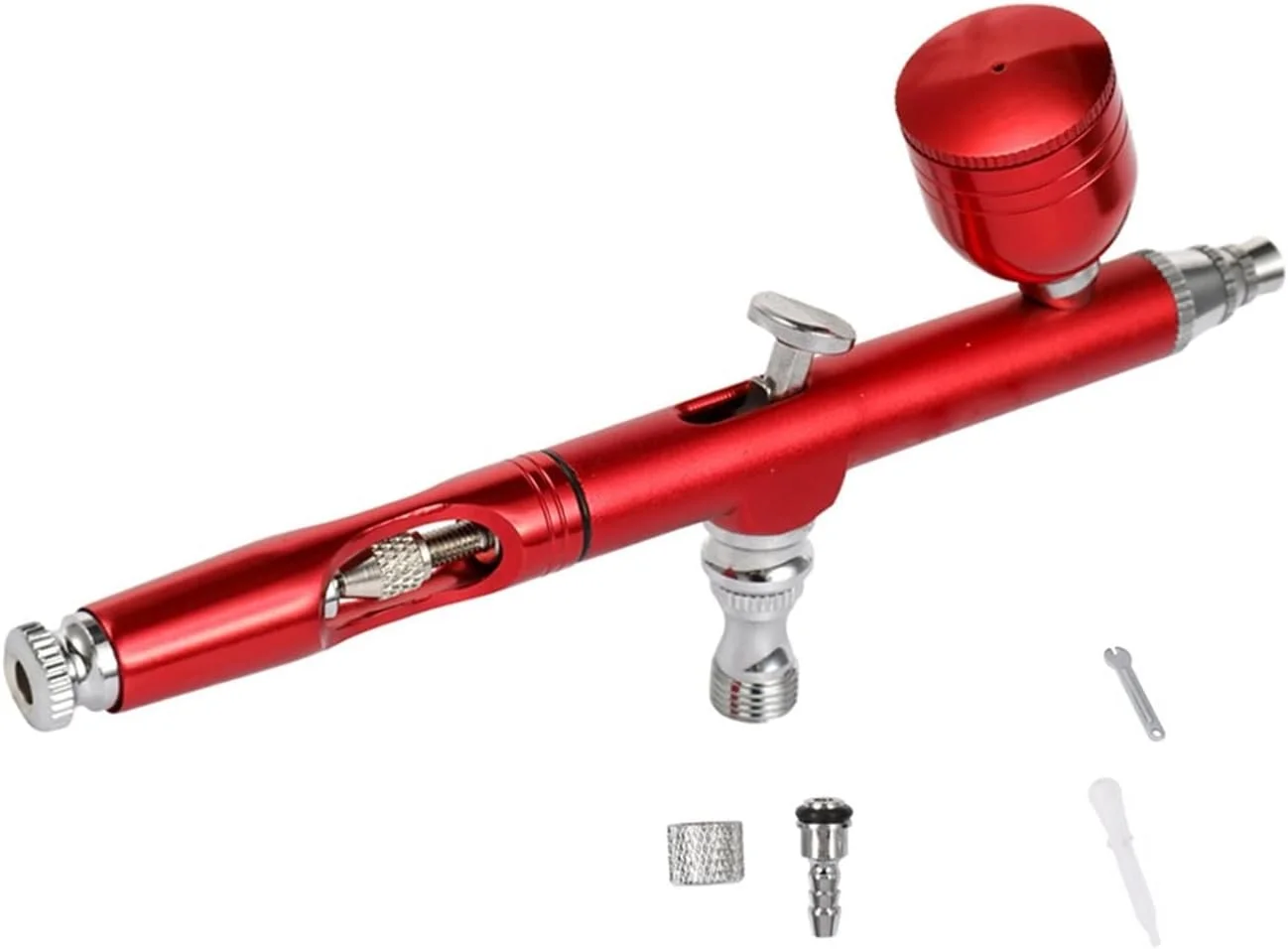 تفنگ اسپری مینی قابل حمل با عملکرد دوگانه و قلم ایربراش برای رنگ آمیزی، آرایش، طراحی ناخن، کیک، مدل اسباب بازی برای کمپرسور هوا، حذف رنگ، لکه ها، زنگ زدگی و غیره (قسمت A قرمز)