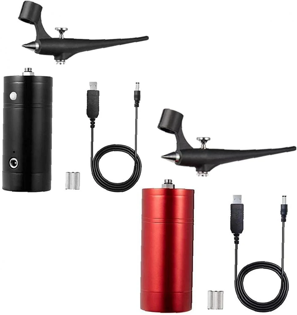 ابزار برقی، کیت قلم ایربراش مینی بی سیم ابزار برقی نقاشی هنر ناخن برای آرایش قرمز (رنگ: مشکی)