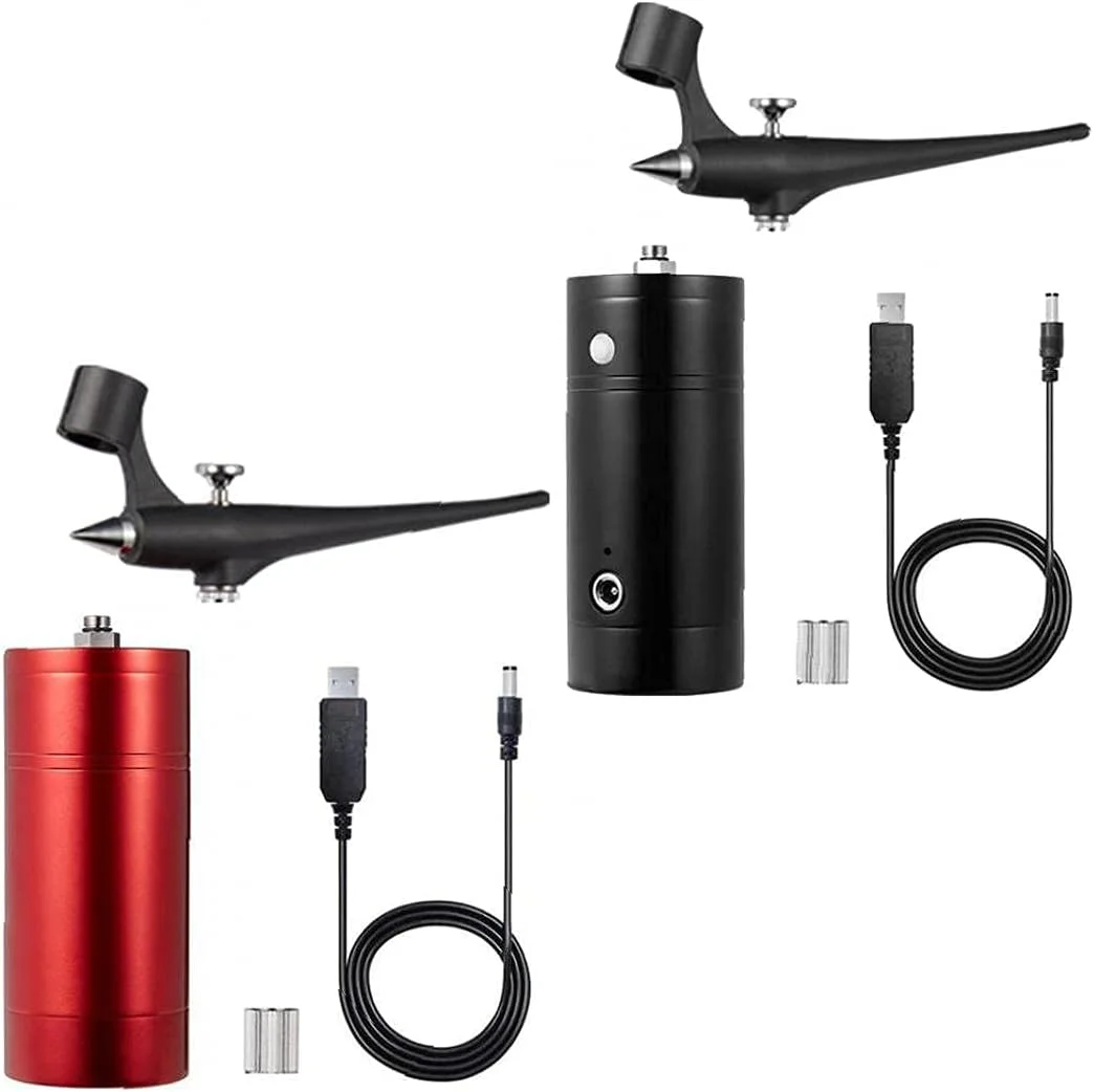 ابزار برقی، کیت قلم ایربراش مینی بی سیم ابزار برقی نقاشی هنر ناخن برای آرایش قرمز (رنگ: مشکی)