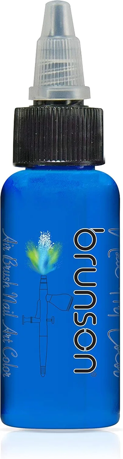 رنگ ایربراش ناخن برونسون آبی فلورسنت 60 میلی لیتر