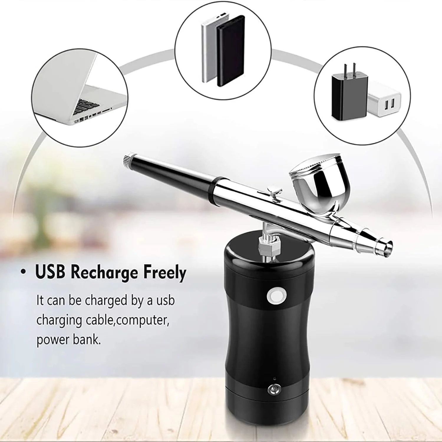 ایر براش اسپری بی سیم قابل حمل HIHELO، مینی کمپرسور گان اسپری، قابل شارژ USB، برای تزئین کیک، رنگ آمیزی کوکی، نقاشی مدل هنر ناخن (رنگ: قرمز) ایر براش اسپری بی سیم قابل حمل HIHELO، مینی کمپرسور گان اسپری، قابل شارژ USB، برای تزئین کیک، رنگ آمیزی کوکی، نقاشی مدل هنر ناخن (رنگ: قرمز)