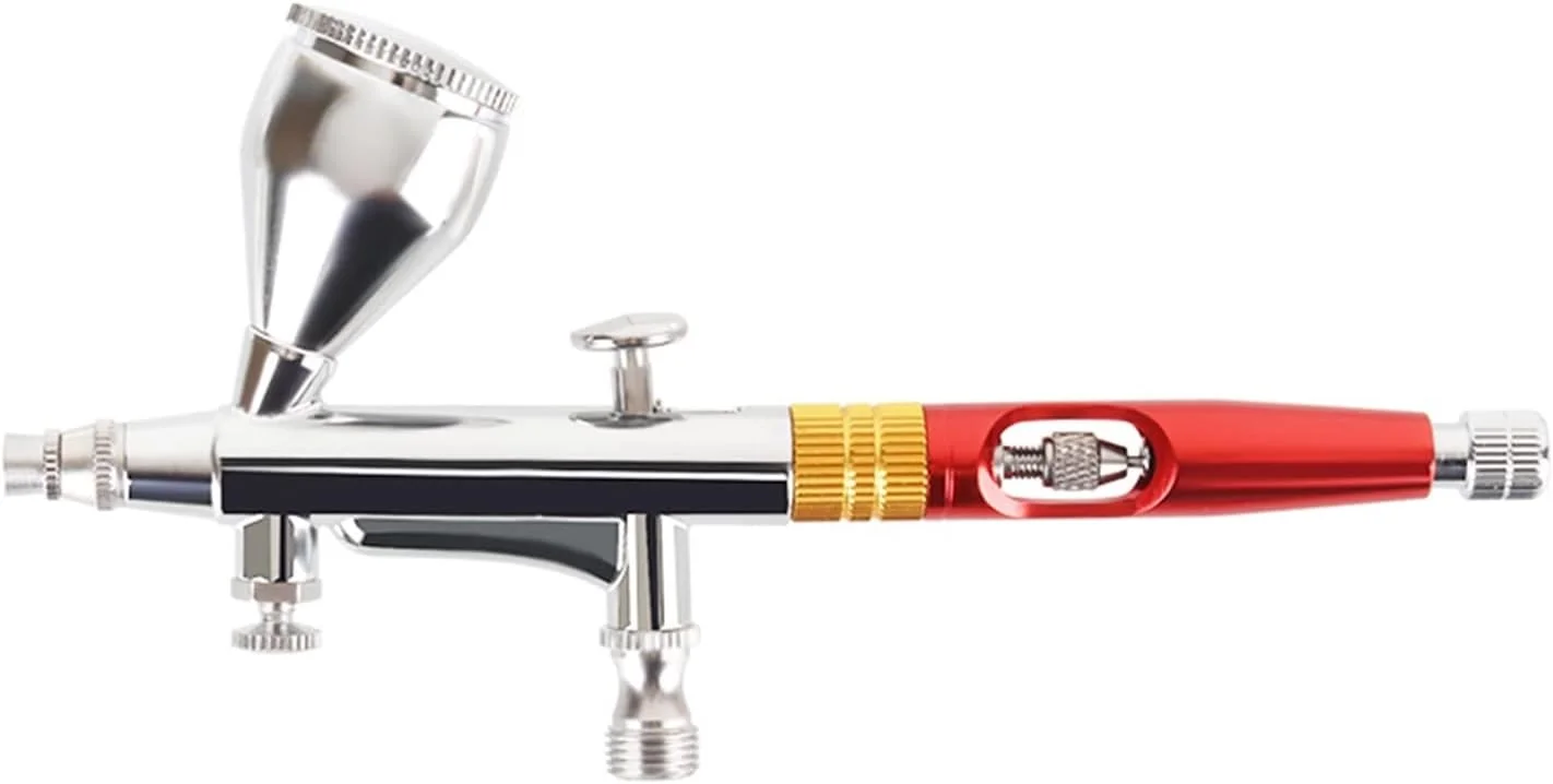 تفنگ رنگ پاش ایربراش با جریان هوای زیاد، قلم ایربراش دوال اکشن برای هنر، مدل، رنگ بدن، آرایش هنرمند، ناخن، خالکوبی، ابزار کیک، کیت تفنگ سندبلاست (رنگ: 2cup ck)