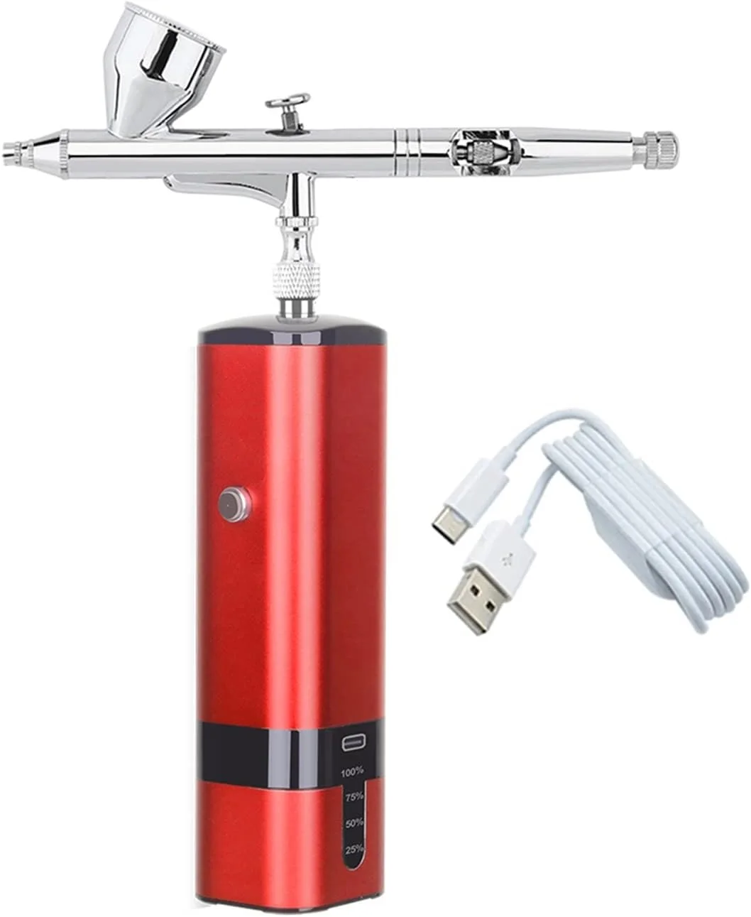 کیت تفنگ رنگ پاش دو منظوره کمپرسور ایربراش بی سیم اسپری فشار قوی برای تفنگ هنری، آرایشگاه، آرایش، ناخن، خالکوبی، ابزار کیک (رنگ: قرمز، سایز: A) (قرمز A)