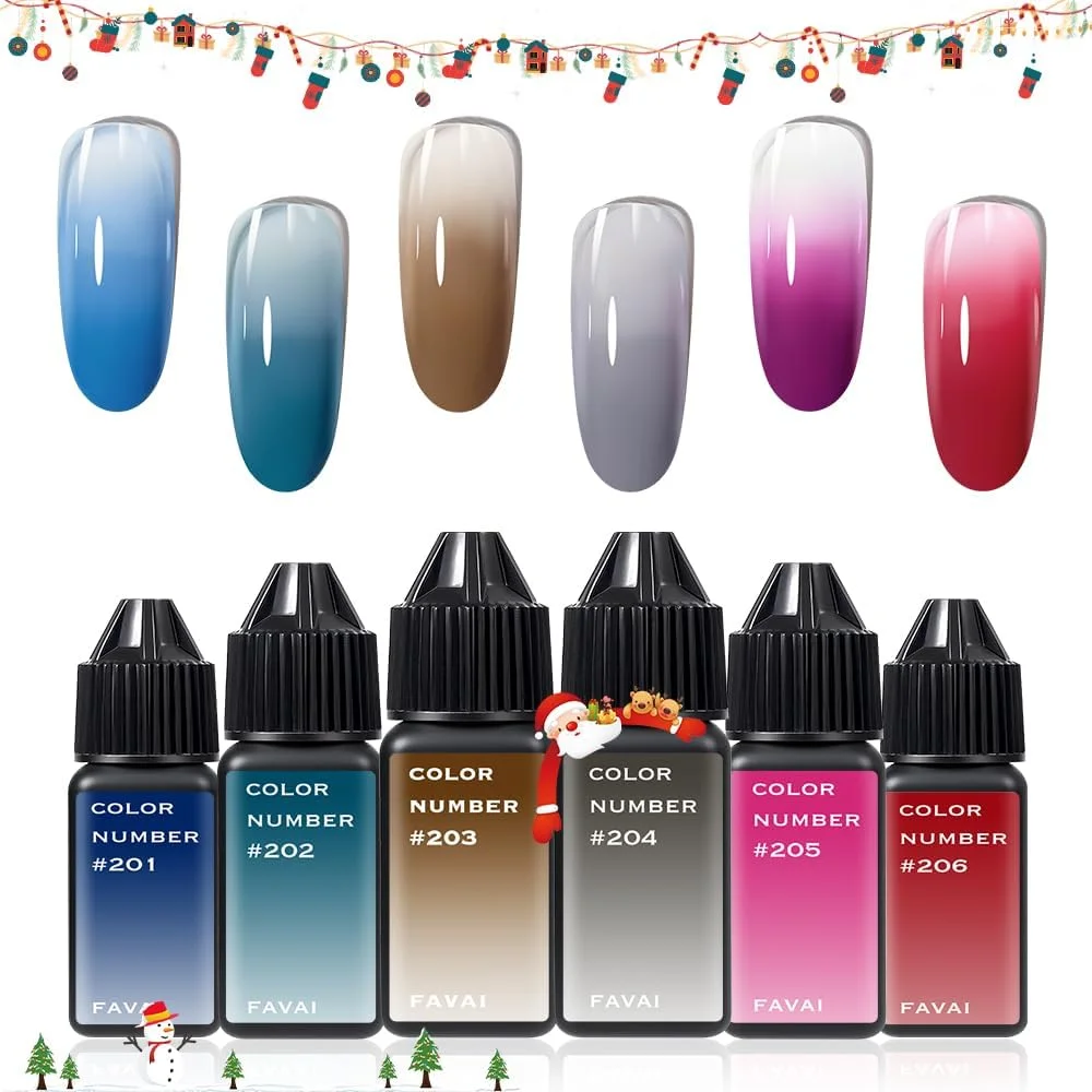 مجموعه لاک ژل ایربراش FAVAI، ۶ رنگ مجموعه پاییز و زمستان (#FW) ۶ x ۱۵ml