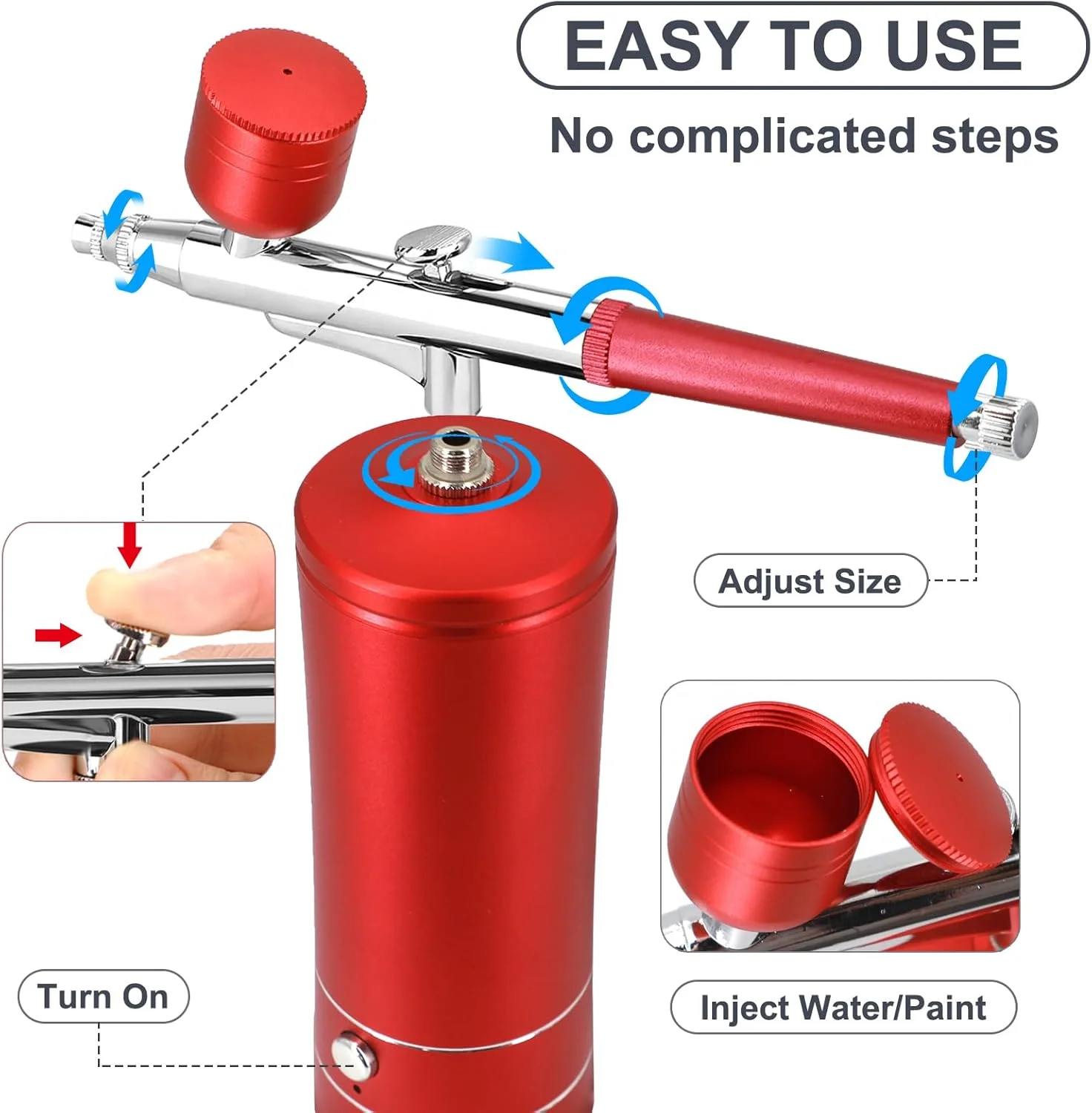 کیت ایربراش با کمپرسور، تفنگ ایربراش دستی اتوماتیک با نوک 0.3 میلی‌متری، قابل شارژ، ایربراش‌های قابل حمل برای نقاشی، خالکوبی، طراحی ناخن، رنگ‌آمیزی مدل، آرایش، کیک