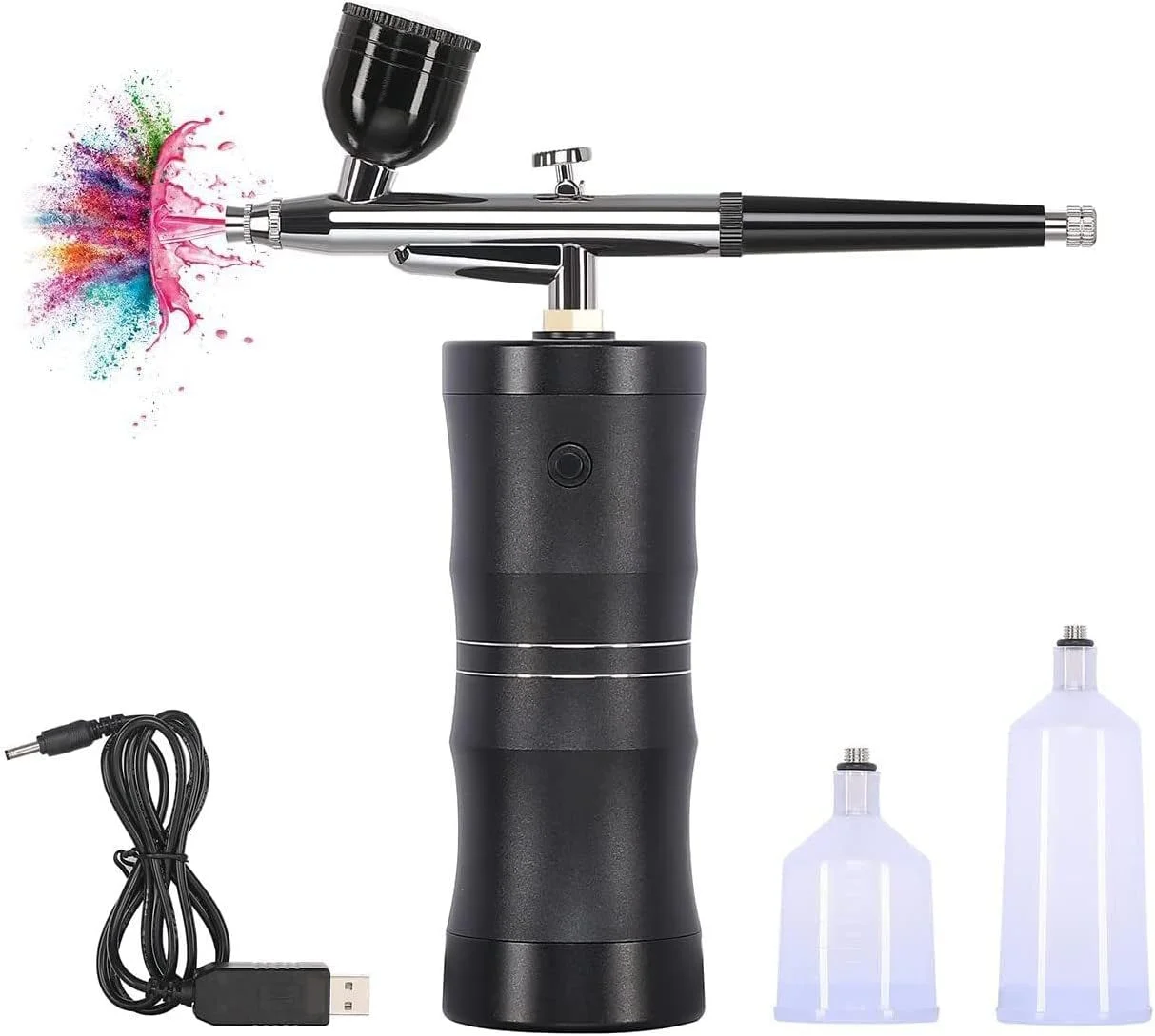 کیت ایربراش بی‌سیم، کمپرسور تفنگ ایربراش آرایشی دستی، برای آرایشگاه، تاتو، ناخن، هنر، طراحی، تزئین کیک، مدل، چوب، چرم، رنگ آمیزی