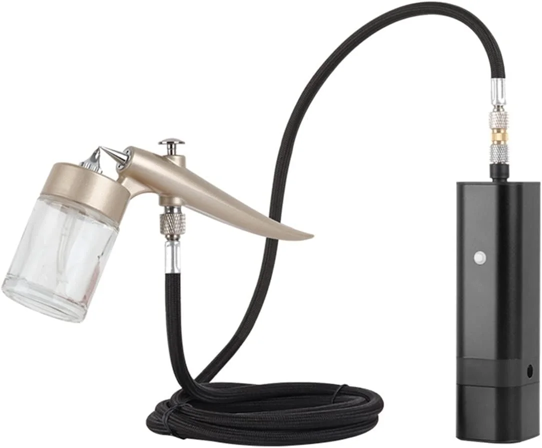 کیت ایربراش بی سیم طراحی شده برای هنر، نقاشی، آرایش، ناخن، زیبایی، خالکوبی های موقت، تزئین کیک، مدل، ابزار اسپری هنرمند (Tm80s D Black)