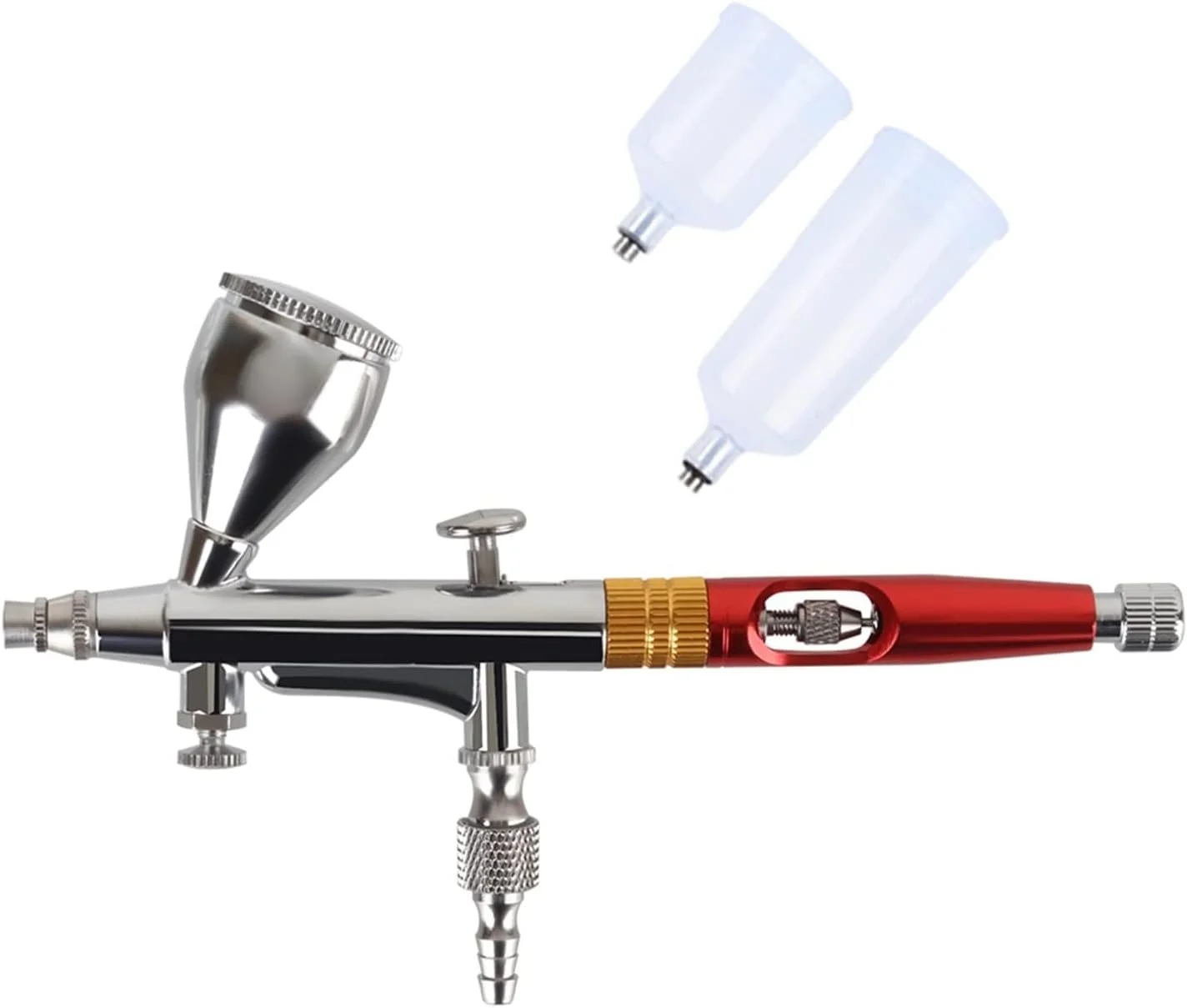 تفنگ اسپری ایربراش دوال اکشن برای آرایش، مراقبت از پوست، طراحی ناخن، تزیین کیک، آرایشگری 15-50 PSI به همراه قلم ایربراش برای کمپرسور هوا، حذف رنگ، لکه، زنگ زدگی (B)