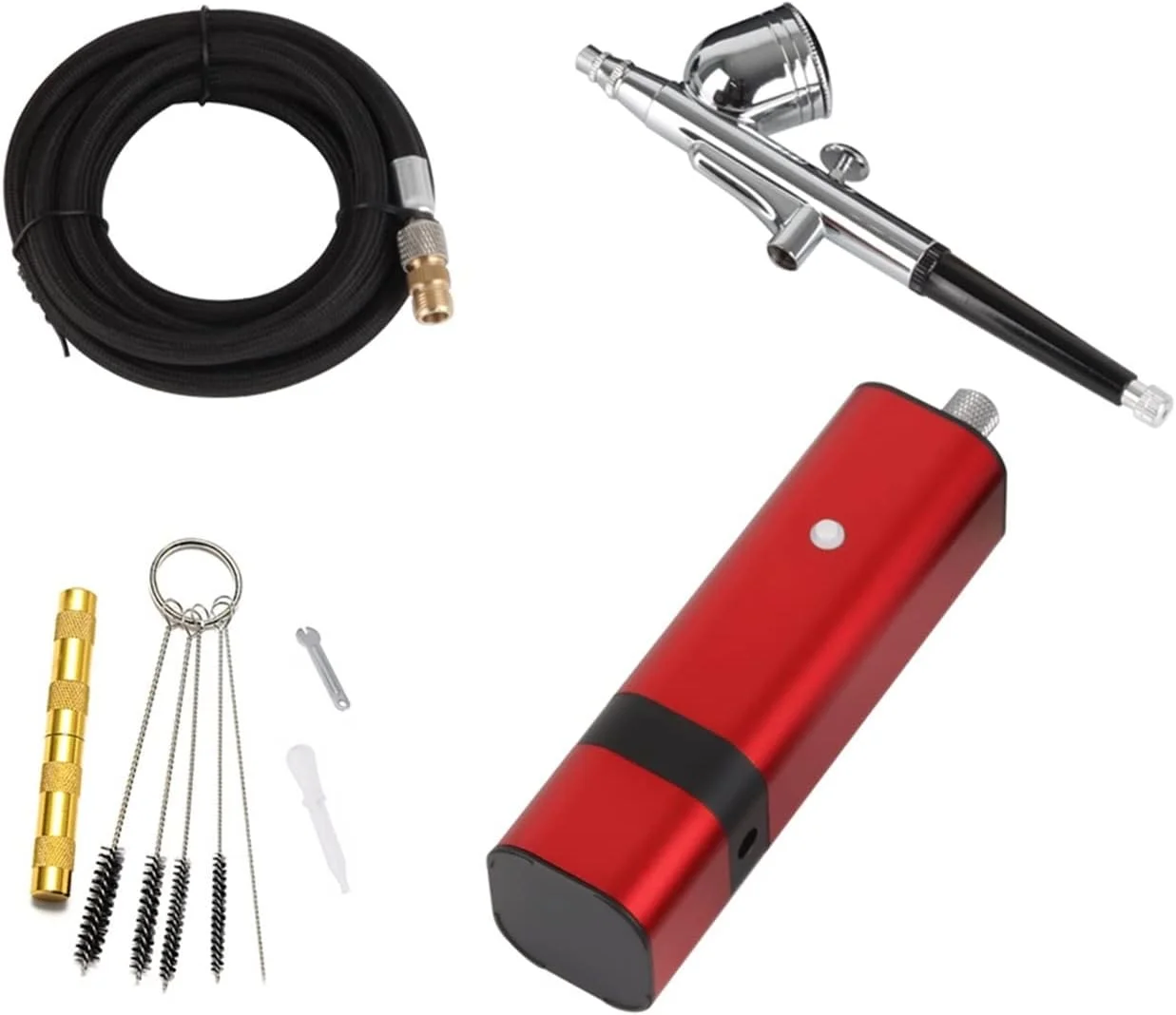 کیت کمپرسور ایربراش بی سیم قابل حمل 30 PSI مدل TM80S برای آرایش، هنر، نقاشی ناخن، زیبایی، تزئین کیک، خالکوبی، مدل، ابزار اسپری هنرمند (قرمز)