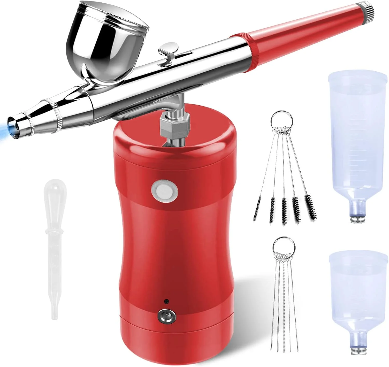 کیت ایربراش 30 PSI، مینی تفنگ اسپری ایربراش قابل حمل با کیت کمپرسور، کیت های نقاشی ایربراش تک اکشن برای تزئین کیک، آرایش، هنر، مدل ناخن، نقاشی، خالکوبی، مانیکور (قرمز)