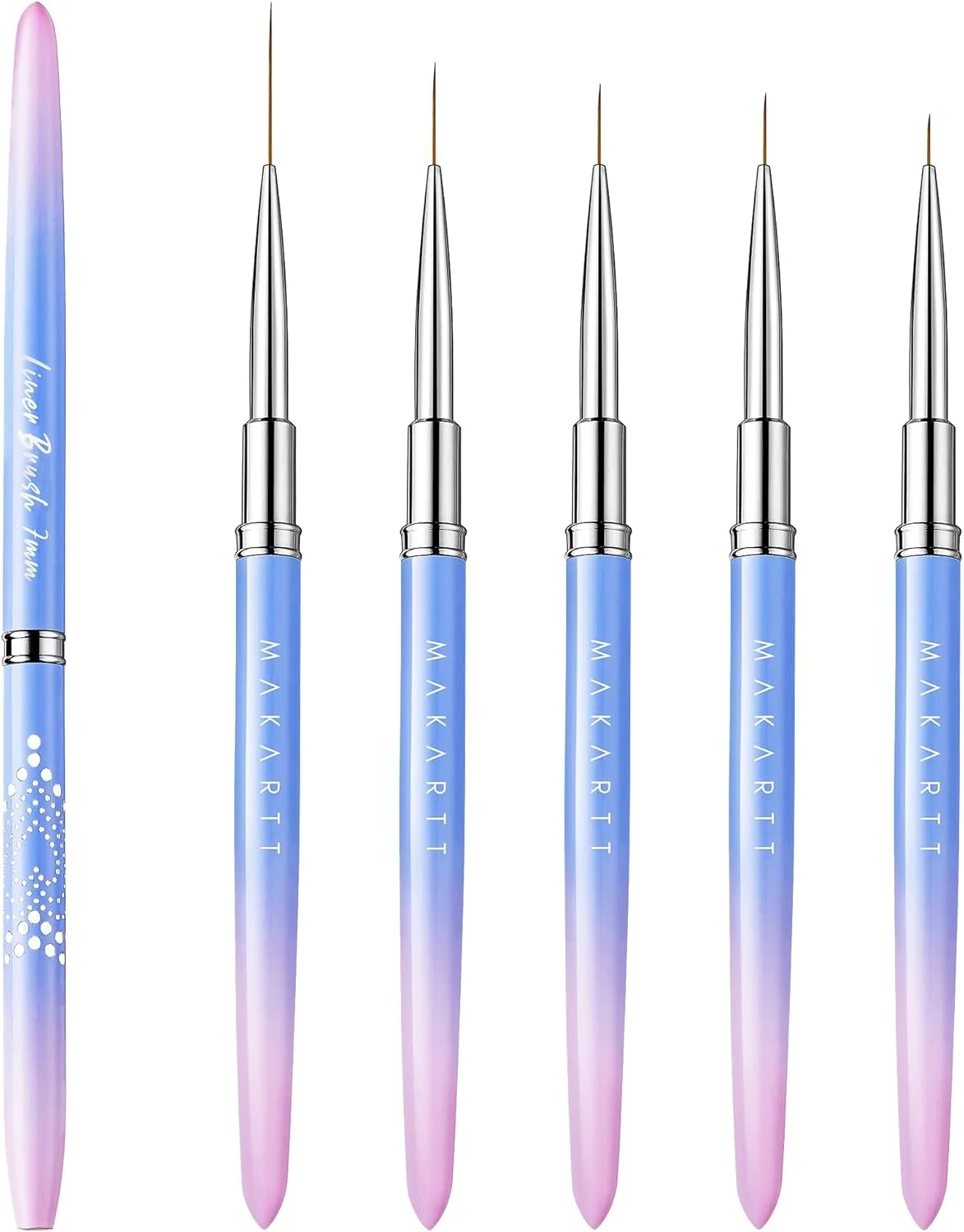ست قلمو طراحی ناخن Makartt: 5 عدد قلمو خطی 7/9/11/15/25 میلی متری، قلمو طراحی ناخن نازک با درپوش، قلمو لاک ناخن برای ژل بیلدر، ابزار نوک فرانسوی ژل سه بعدی، نقاشی ناخن ست قلمو طراحی ناخن Makartt: 5 عدد قلمو خطی 7/9/11/15/25 میلی متری، قلمو طراحی ناخن نازک با درپوش، قلمو لاک ناخن برای ژل بیلدر، ابزار نوک فرانسوی ژل سه بعدی، نقاشی ناخن