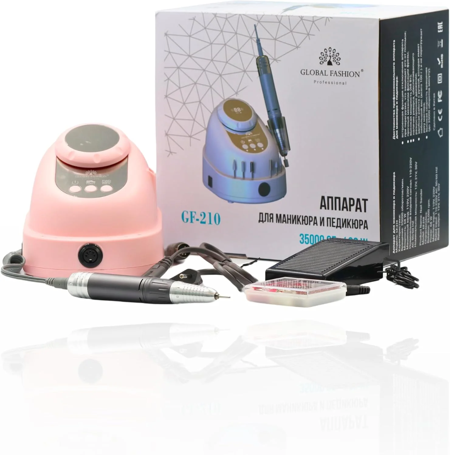 دستگاه سوهان برقی ناخن حرفه ای GLOBAL FASHION GF-210 – 68 وات، سرعت بالا 35000 دور در دقیقه، سرعت متغیر، چرخش معکوس، صدای کم، مناسب برای ناخن های اکریلیک، ژل و پلی ژل، مانیکور و پدیکور (صورتی) دستگاه سوهان برقی ناخن حرفه ای GLOBAL FASHION GF-210 – 68 وات، سرعت بالا 35000 دور در دقیقه، سرعت متغیر، چرخش معکوس، صدای کم، مناسب برای ناخن های اکریلیک، ژل و پلی ژل، مانیکور و پدیکور (صورتی)