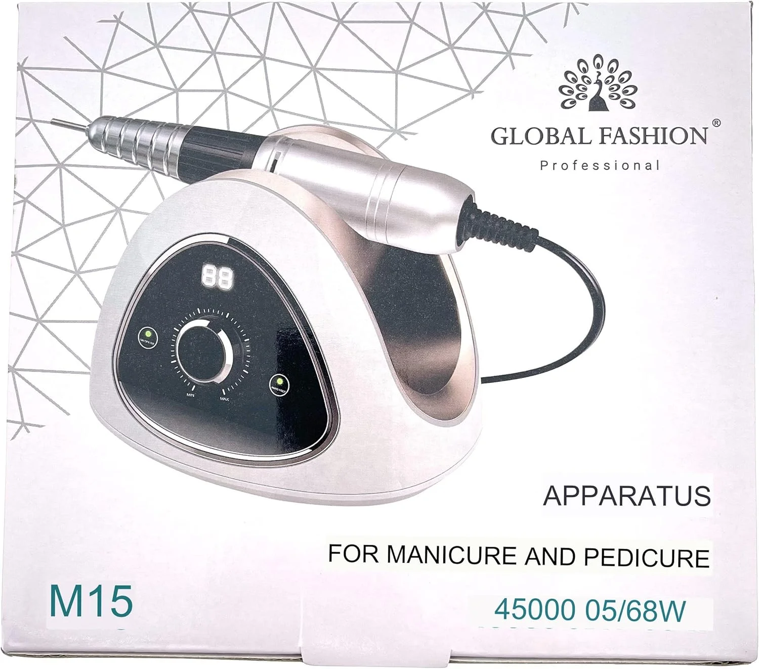 ست سوهان برقی ناخن حرفه ای گلوبال فشن مدل M15 – 68 وات، سرعت بالا 45000 دور در دقیقه، سرعت متغیر، صدای کم، محافظت در برابر اضافه بار، سبک وزن برای مانیکور و پدیکور ژل، اکریلیک و پلی ژل (سفید) ست سوهان برقی ناخن حرفه ای گلوبال فشن مدل M15 – 68 وات، سرعت بالا 45000 دور در دقیقه، سرعت متغیر، صدای کم، محافظت در برابر اضافه بار، سبک وزن برای مانیکور و پدیکور ژل، اکریلیک و پلی ژل (سفید)