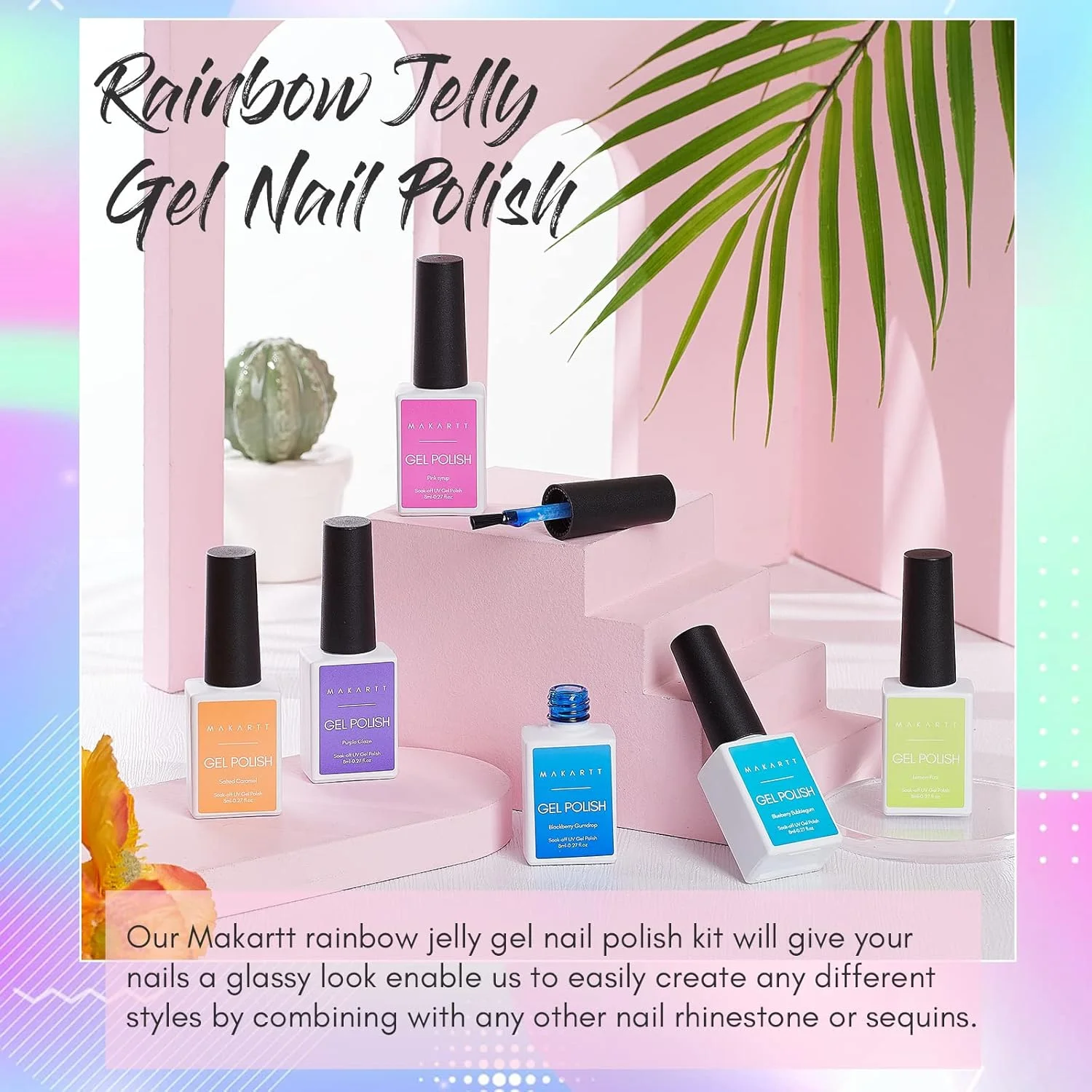 لاک ژل ناخن ماکارت، ست 6 رنگ لاک ژل ناخن صورتی آبی سبز پاستیلی رنگین کمانی بهاری ژله ای 8 میلی لیتر، مناسب طراحی ناخن، مانیکور سالنی و هدیه لاک ژل ناخن ماکارت، ست 6 رنگ لاک ژل ناخن صورتی آبی سبز پاستیلی رنگین کمانی بهاری ژله ای 8 میلی لیتر، مناسب طراحی ناخن، مانیکور سالنی و هدیه