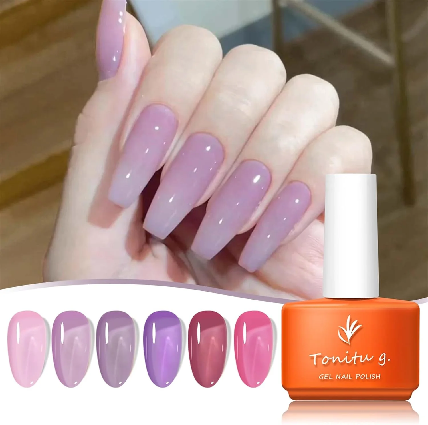 ست لاک ژل نیمه دائم تونی تو جی، 6 رنگ، رنگ های ژله ای، صورتی کالباسی ملایم، کیت طراحی ناخن شفاف شیری، لاک ژل یو وی ال ای دی، مناسب برای طراحی ناخن در خانه و سالن (مه ارغوانی) ست لاک ژل نیمه دائم تونی تو جی، 6 رنگ، رنگ های ژله ای، صورتی کالباسی ملایم، کیت طراحی ناخن شفاف شیری، لاک ژل یو وی ال ای دی، مناسب برای طراحی ناخن در خانه و سالن (مه ارغوانی)