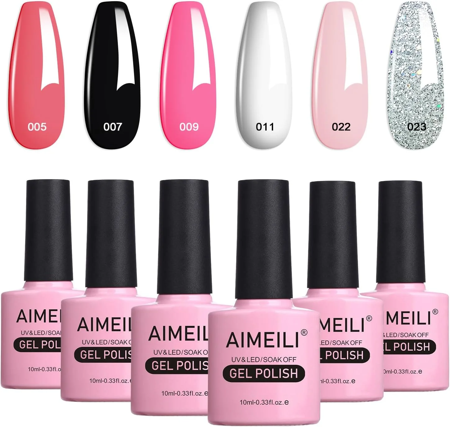 ست لاک ژل روز ولنتاین AIMEILI، ست لاک ژل فرنچ سفید، ست لاک ژل اکلیلی صورتی مشکی 6 عددی 10 میلی لیتری - ست کیت 1 ست لاک ژل روز ولنتاین AIMEILI، ست لاک ژل فرنچ سفید، ست لاک ژل اکلیلی صورتی مشکی 6 عددی 10 میلی لیتری - ست کیت 1