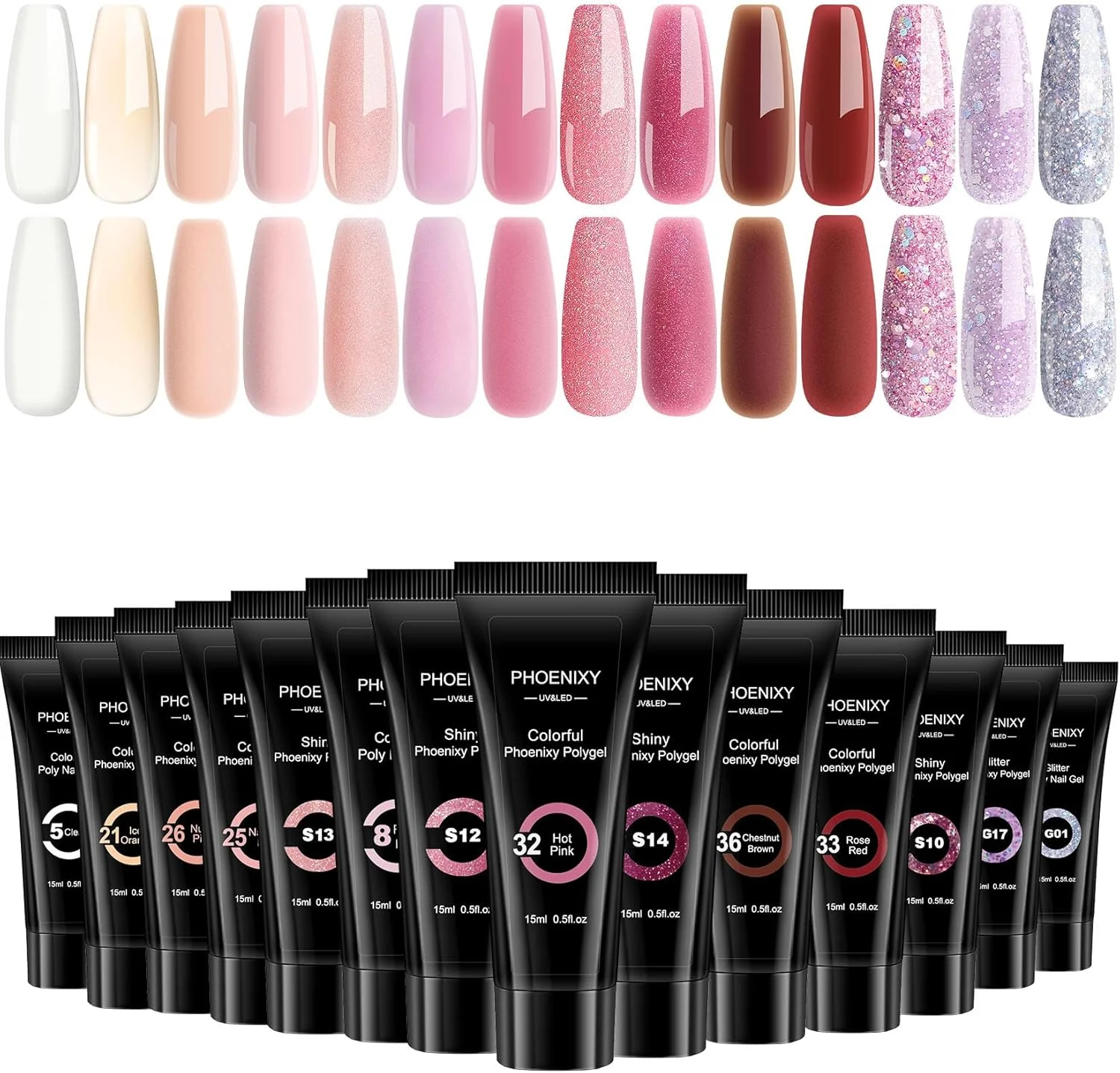 کیت ژل پولی ناخن PHOENIXY، ست ژل پولی ناخن 14 رنگ 15 میلی لیتری، ژل سازنده ناخن صورتی هلویی شفاف، ست هدیه پایه ژل اکستنشن ناخن برای زنان کیت ژل پولی ناخن PHOENIXY، ست ژل پولی ناخن 14 رنگ 15 میلی لیتری، ژل سازنده ناخن صورتی هلویی شفاف، ست هدیه پایه ژل اکستنشن ناخن برای زنان
