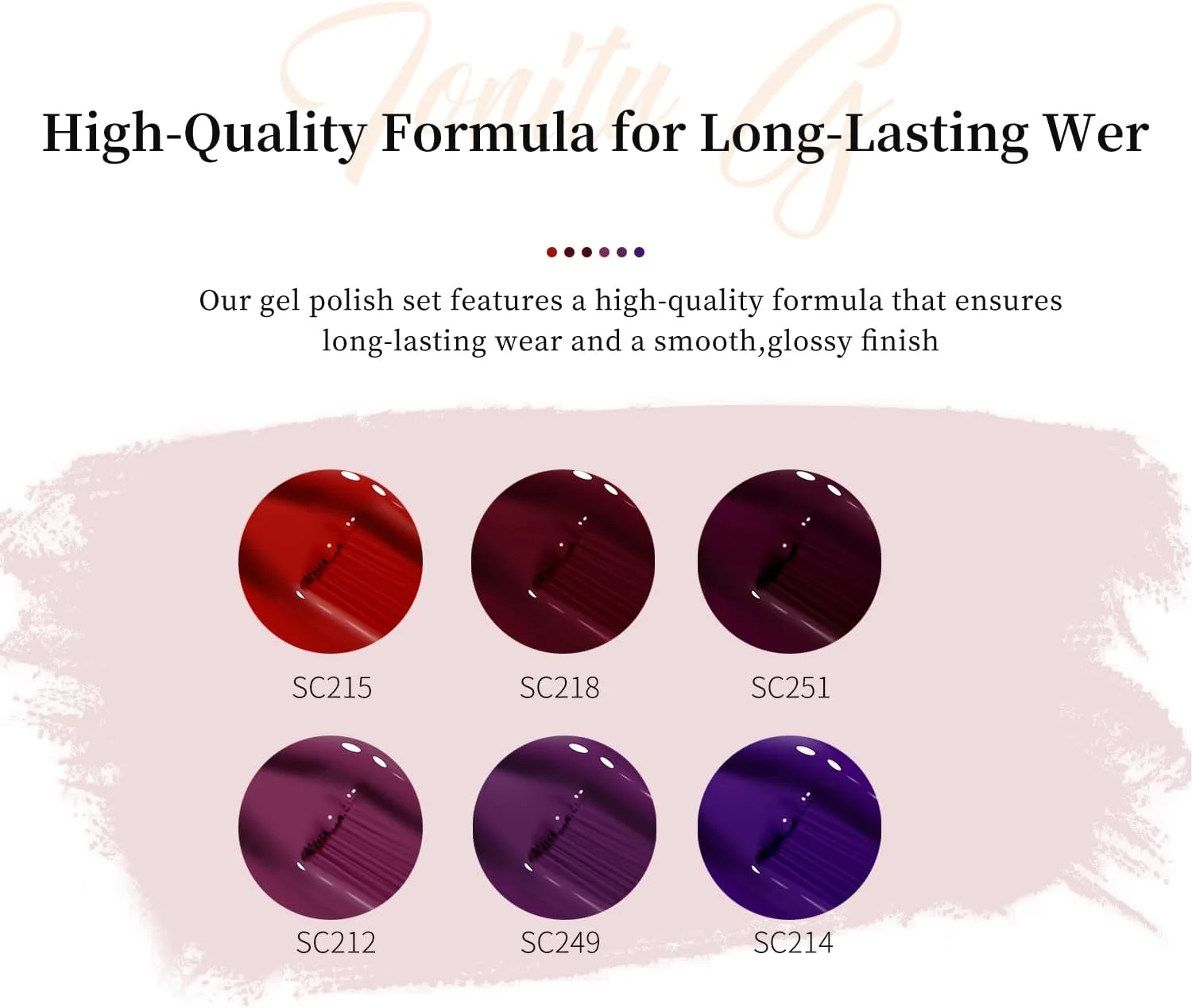 ست لاک ژل تونیو جی، 6 رنگ، مناسب طراحی ناخن، قابل استفاده با دستگاه LED، مناسب برای مانیکور، استفاده در منزل و هدیه برای بانوان (مجموعه توت ها)