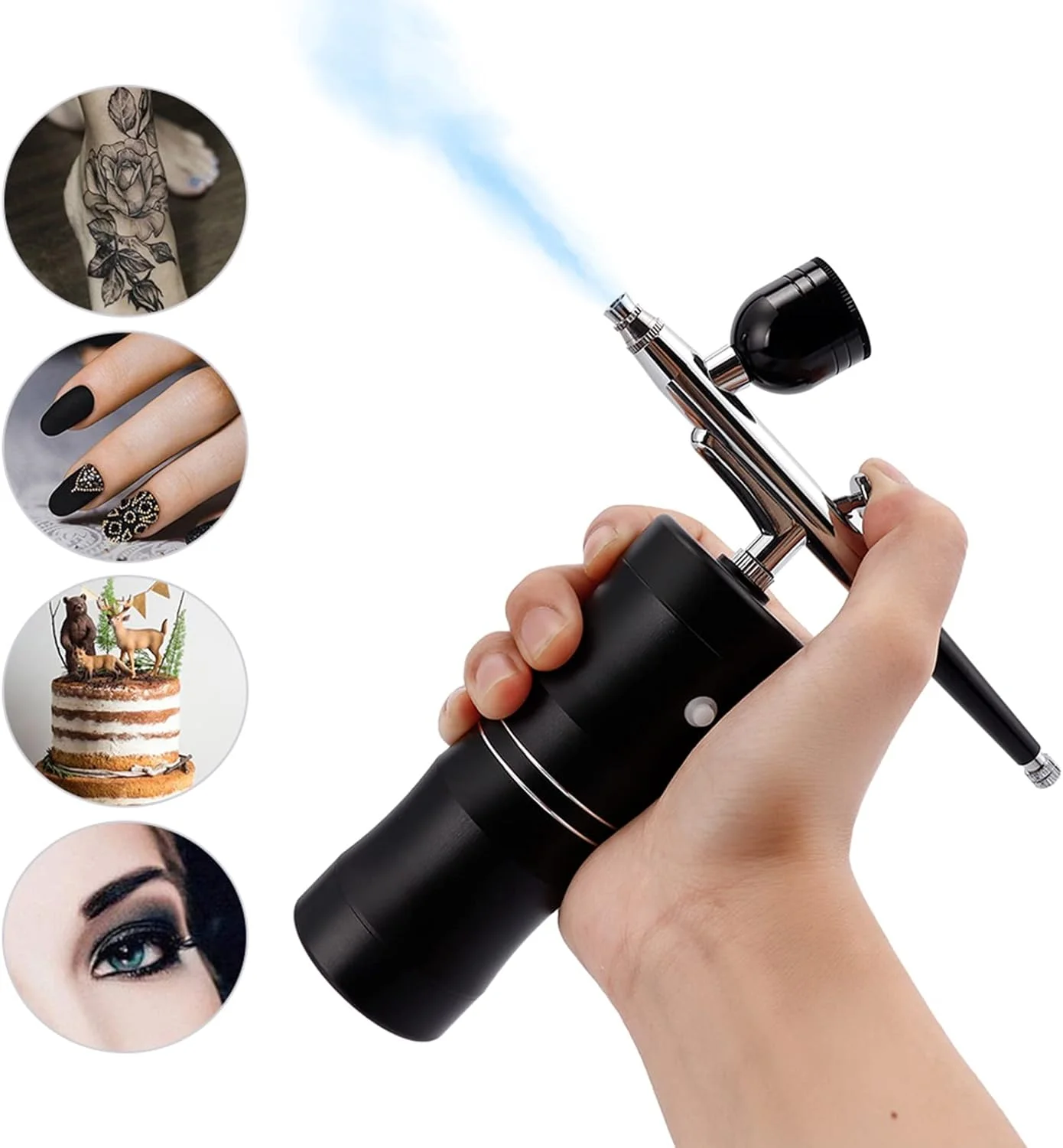 کیت ایربراش شارژی، کیت ایربراش تفنگی با کمپرسور هوای دستی قابل شارژ برای طراحی ناخن، کیک، آرایش، خالکوبی، نقاشی صورت و مدل کیت ایربراش شارژی، کیت ایربراش تفنگی با کمپرسور هوای دستی قابل شارژ برای طراحی ناخن، کیک، آرایش، خالکوبی، نقاشی صورت و مدل