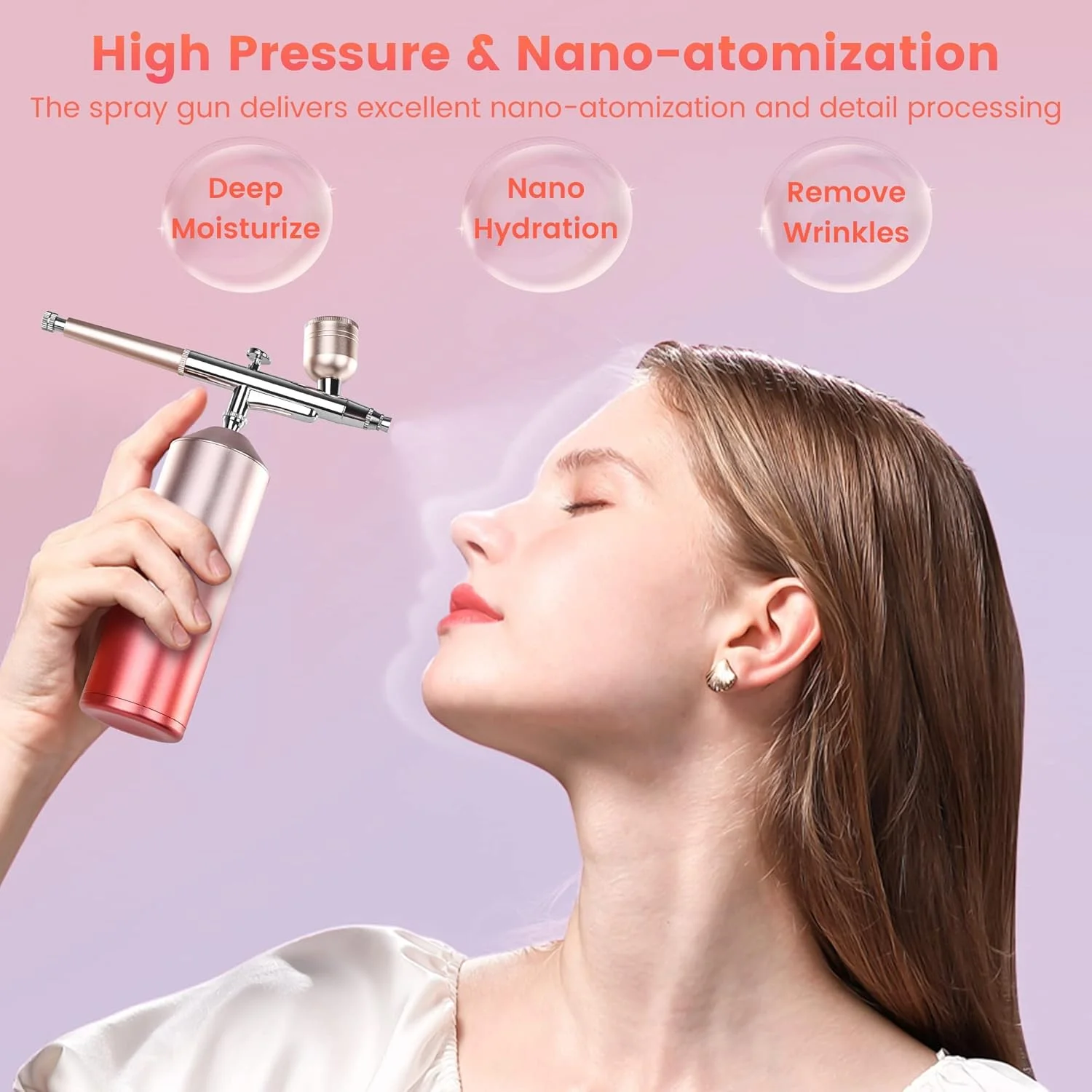 کیت ایربراش شارژی، تفنگ ایربراش کوچک قابل حمل با 2 مخزن، ابزار نانو اسپری با کمپرسور برای آرایش، تزئین، رنگ آمیزی مدل، طراحی ناخن، هنر و خالکوبی