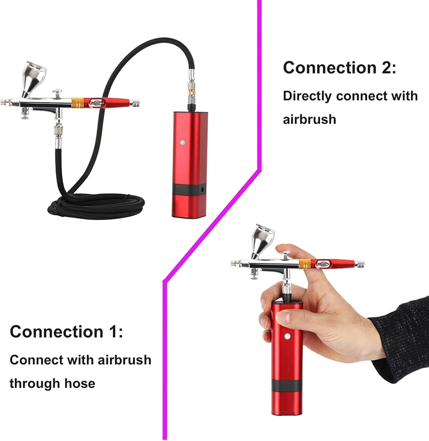 تفنگ اسپری رنگ پاش بادی دو حالته به همراه کمپرسور، ست مینی ایر براش، پمپ تغذیه گرانشی مناسب برای نقاشی هنری، تاتو، مانیکور، صنایع دستی، مدل کیک، تفنگ سنباده پاش ناخن (رنگ: نارنجی)