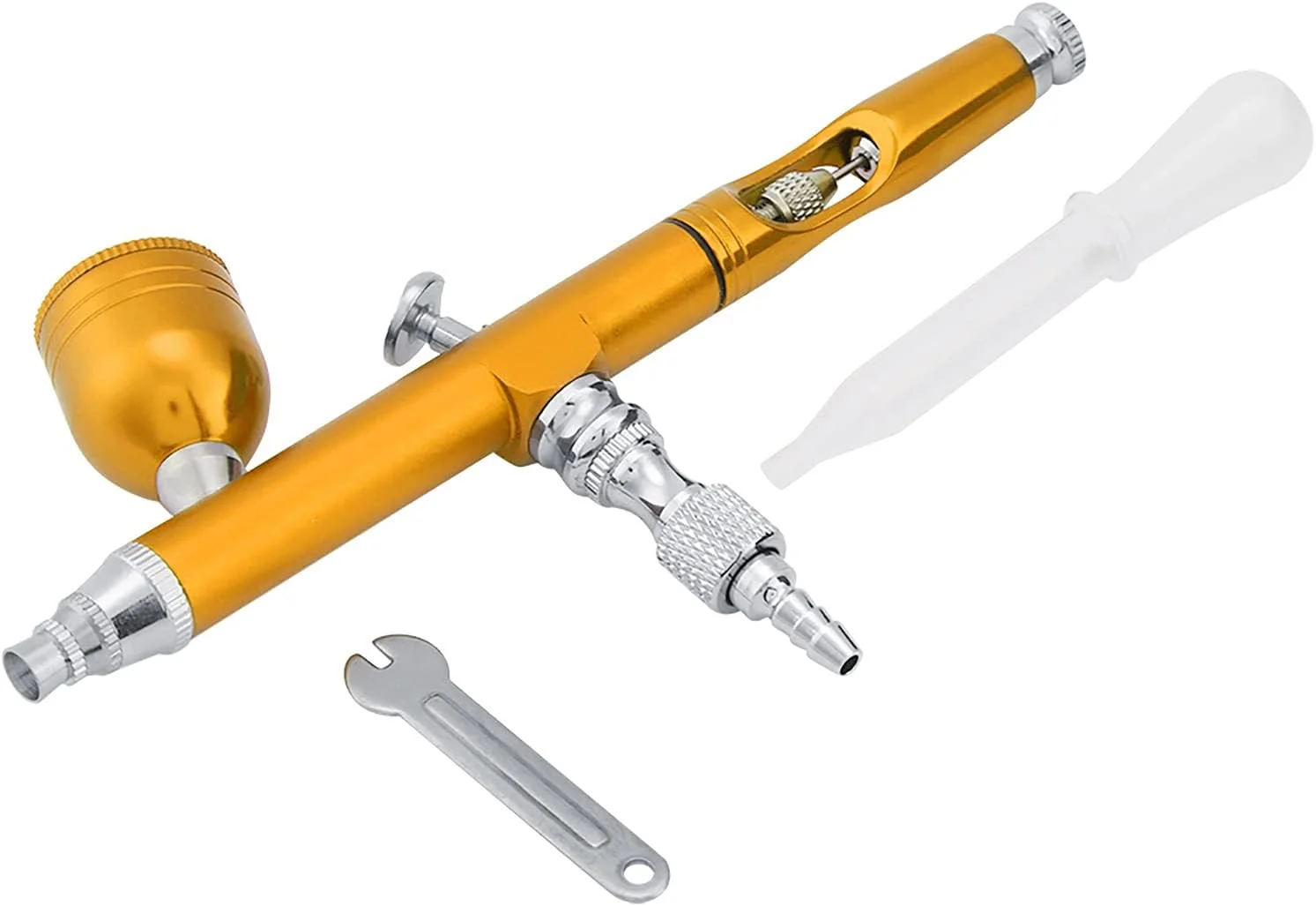 ایربراش دوگانه اکشن با تغذیه گرانشی Haofy، کیت ایربراش چند منظوره 0.3 میلی متری برای هنر، نقاشی، تاتو و ناخن (زرد)