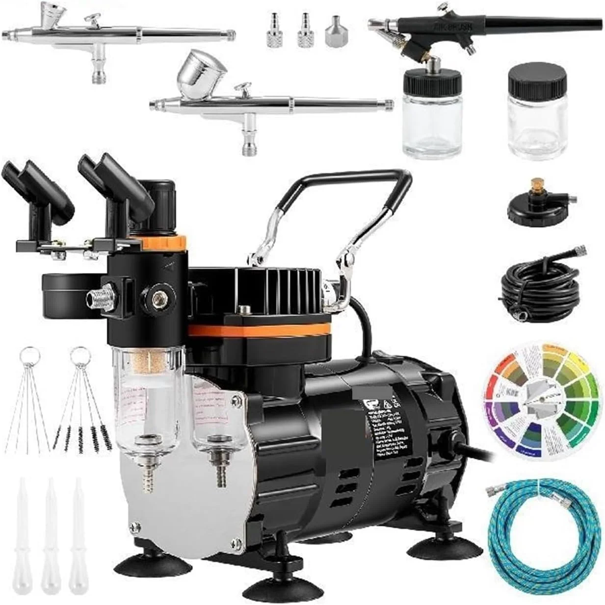کیت ایربراش حرفه ای دو کاره تفنگ اسپری برقی 120 وات مجموعه نقاشی ایر براش هنر ناخن تاتو آرایش مدل اسپری