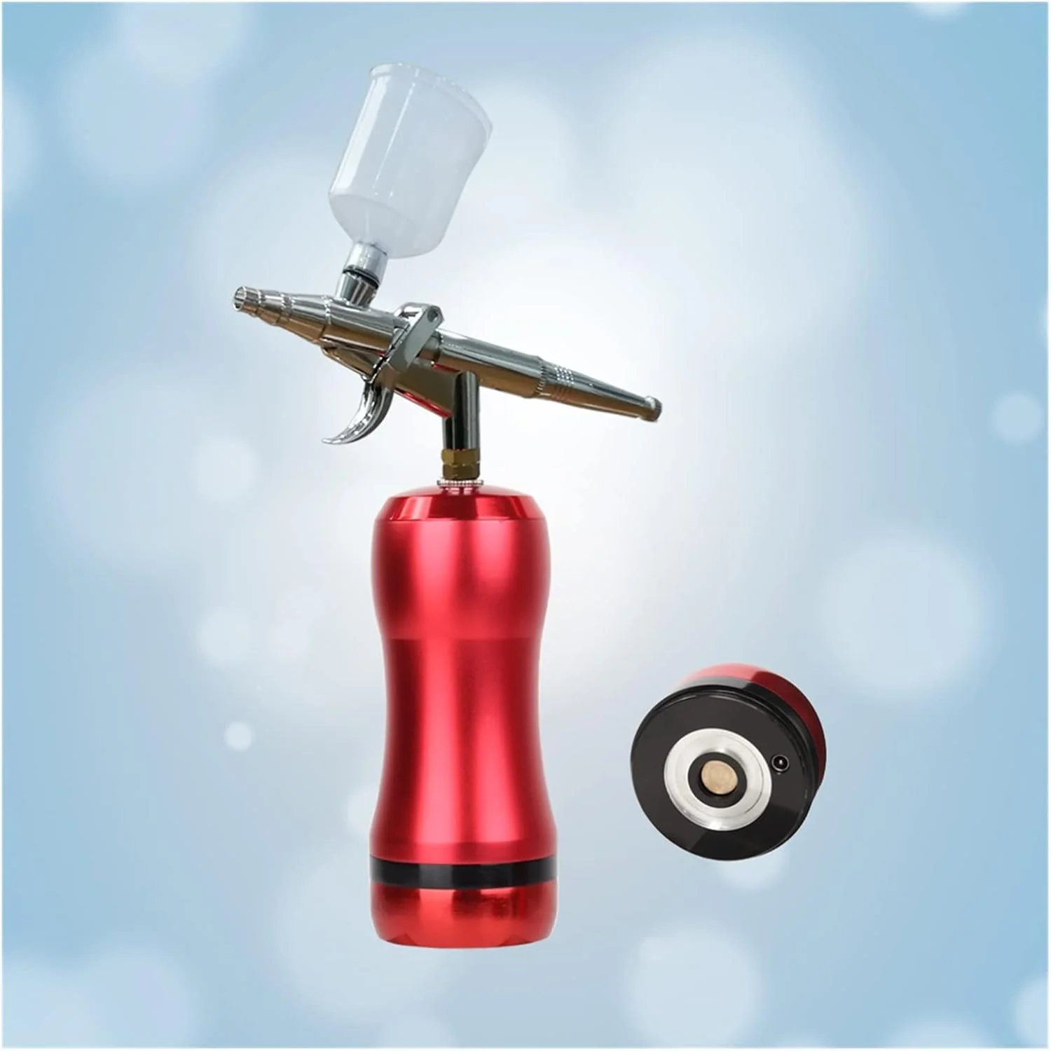 ایربراش با کمپرسور، قابل حمل، فشار 25psi، مناسب طراحی هنری، رنگ ناخن، آرایش صورت، مدل، تتو، ابزار آرایشگری، سندبلاست (قرمز)