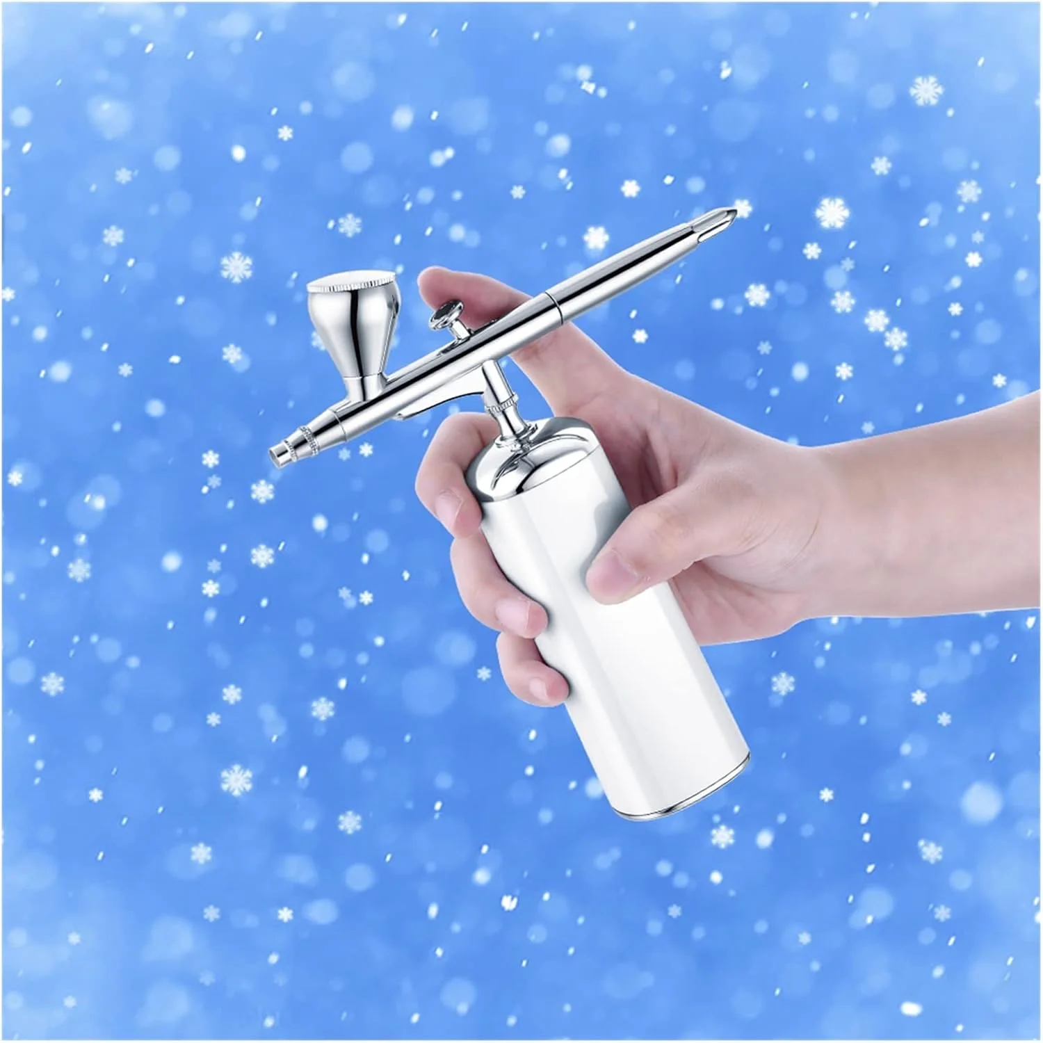 ایر براش رنگ پاش با کمپرسور دستی کوچک و کیت تمیز کننده ایر براش برای آرایش، تزیین کیک، تتو، طراحی ناخن، مدل رنگی صنایع دستی (سفید قسمت B)