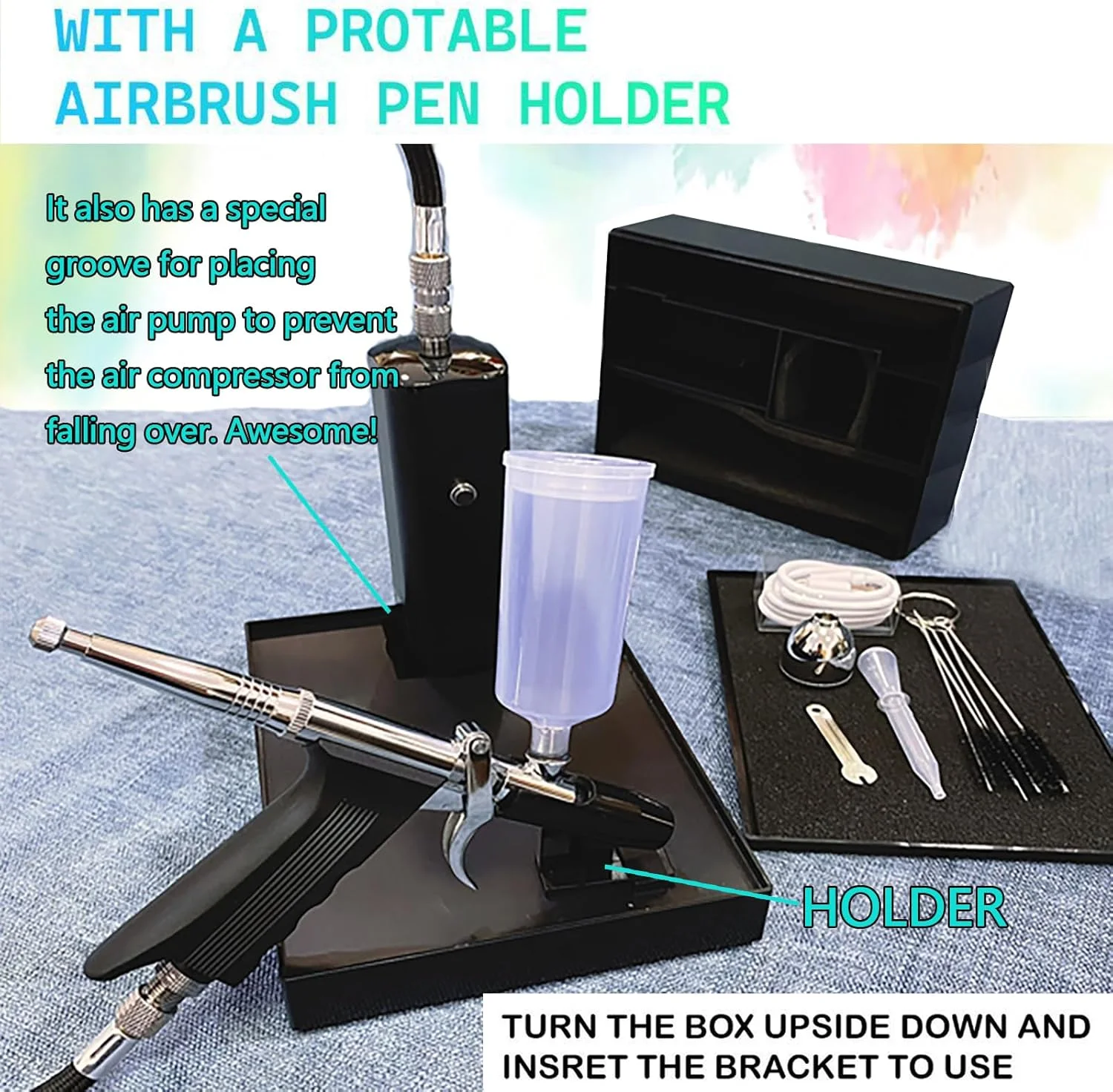 کیت ایربراش 27PSI، کمپرسور ایربراش شارژی بی سیم، تفنگ ایربراش دستی دوال اکشن، ست مینی ایربراش قابل حمل برای آرایشگر، طراحی ناخن، آرایش، نقاشی مدل (مشکی) کیت ایربراش 27PSI، کمپرسور ایربراش شارژی بی سیم، تفنگ ایربراش دستی دوال اکشن، ست مینی ایربراش قابل حمل برای آرایشگر، طراحی ناخن، آرایش، نقاشی مدل (مشکی)