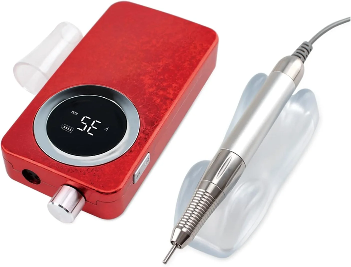 دستگاه سوهان برقی ناخن، هندپیس براشلس، شارژی و بدون سیم، طرح گرادیان برفی، 35000 دور در دقیقه، پولیشر قابل حمل برقی ناخن برای ناخن های طبیعی و لاک ژل (رنگ: قرمز)